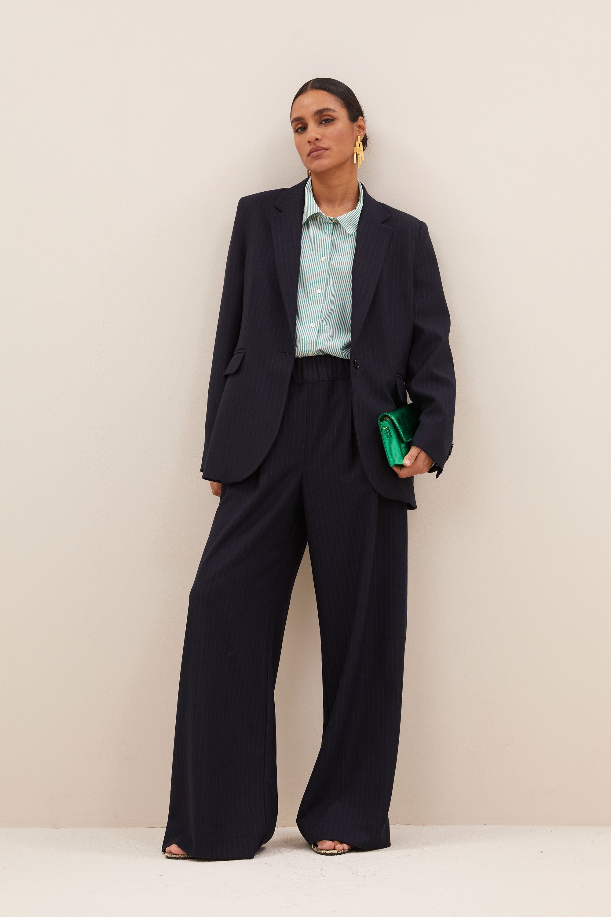 jill pinstripe blazer | midnight