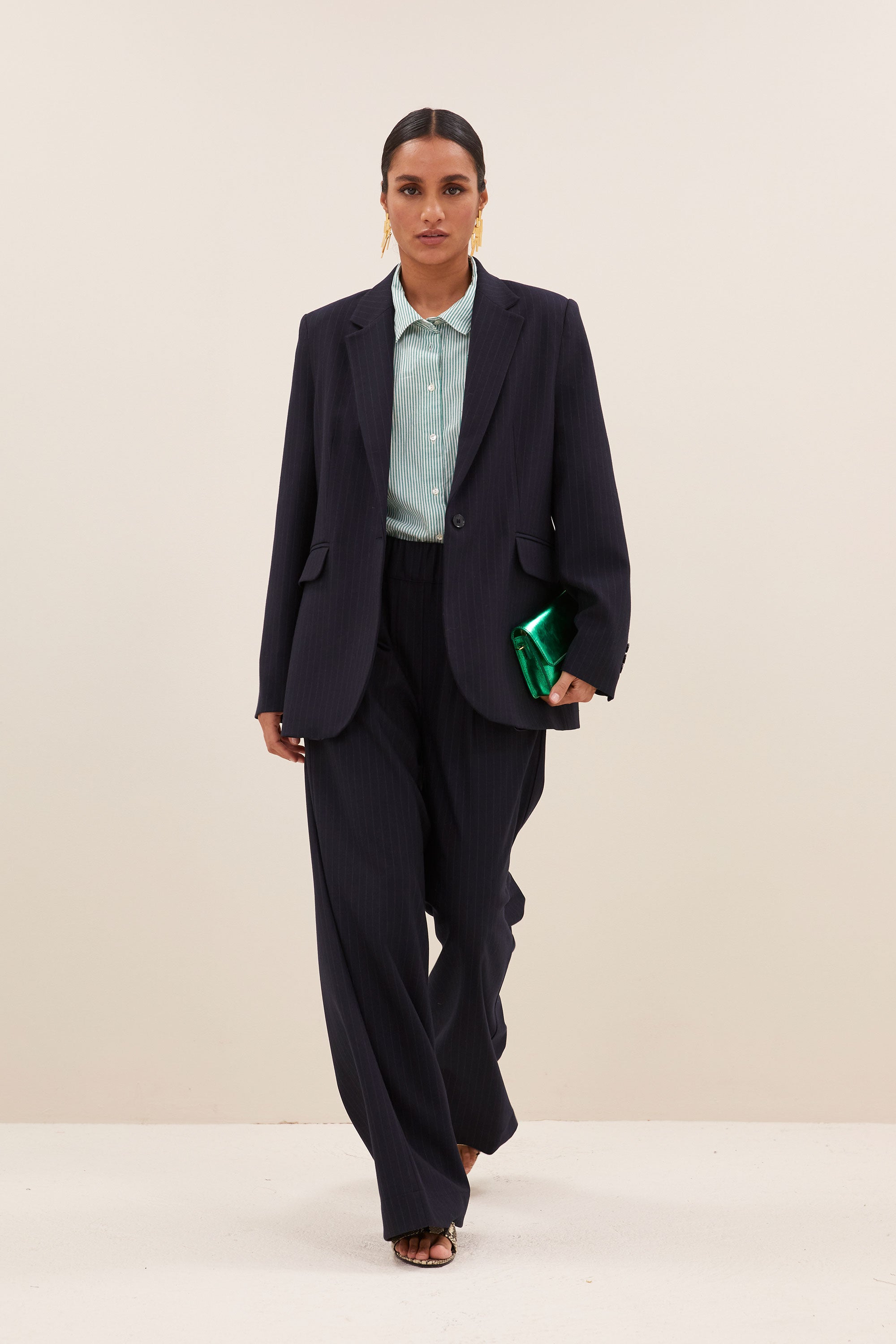 jill pinstripe blazer | midnight