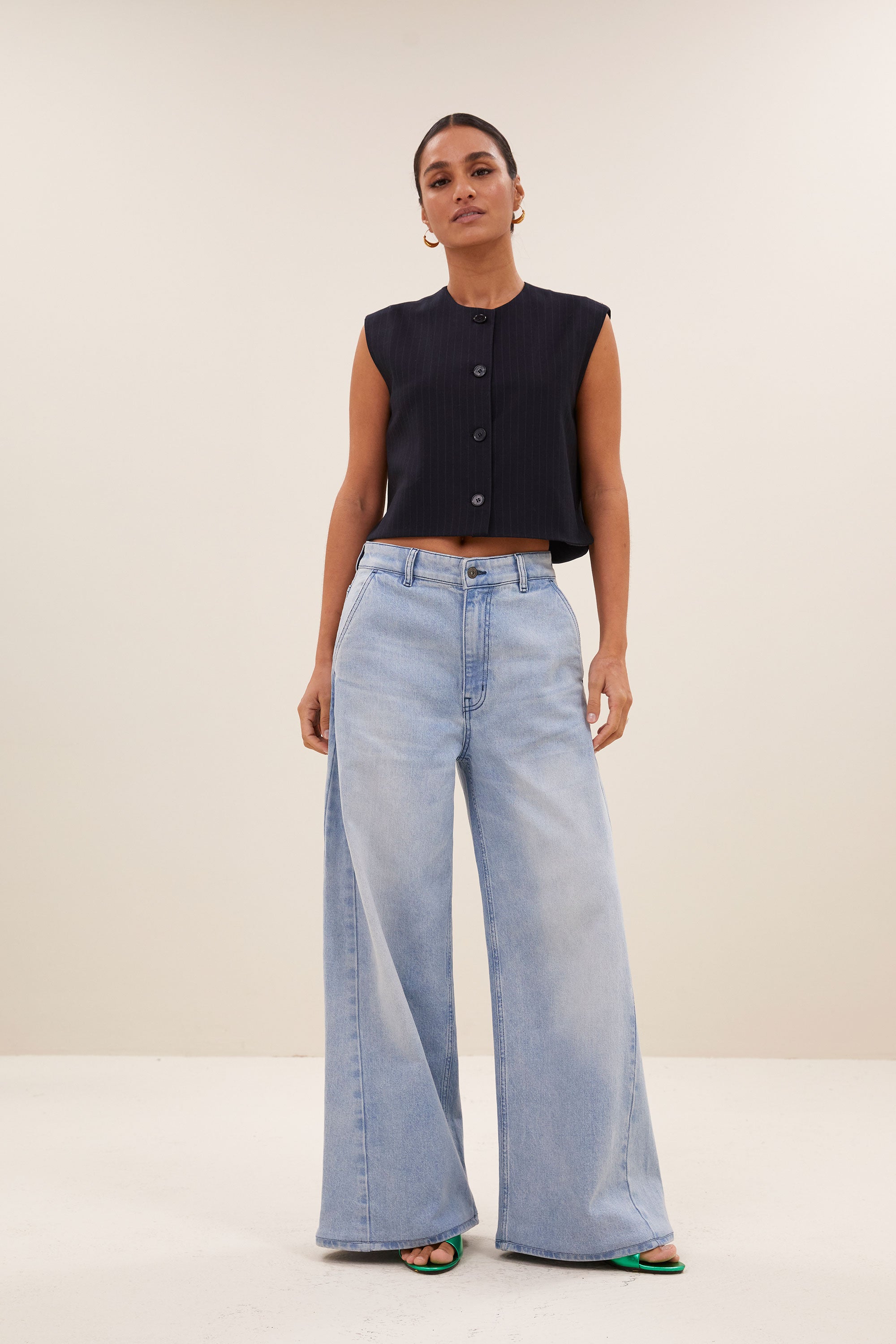 gilet – nori pinstripe gilet - midnight – by-bar