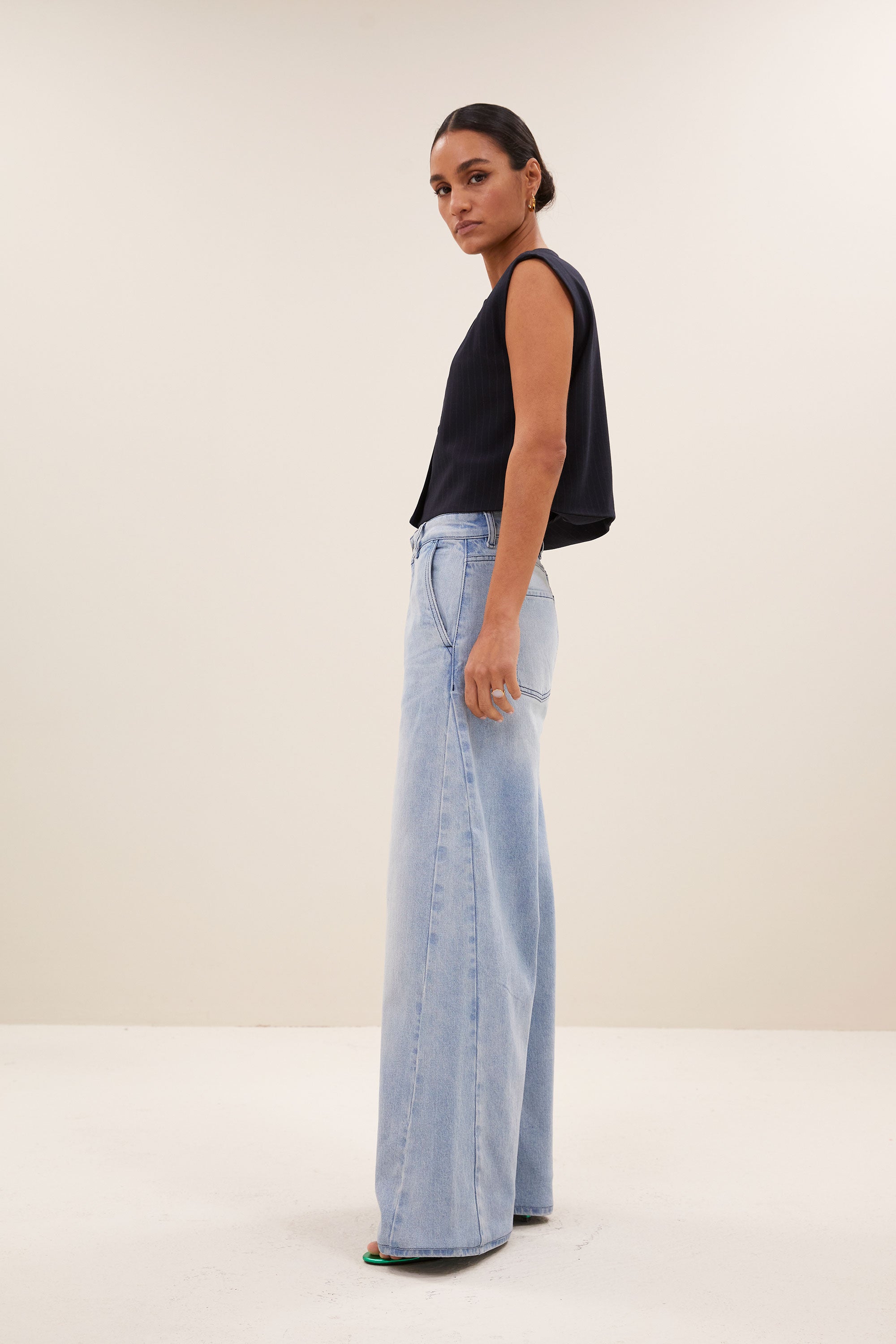 gilet – nori pinstripe gilet - midnight – by-bar