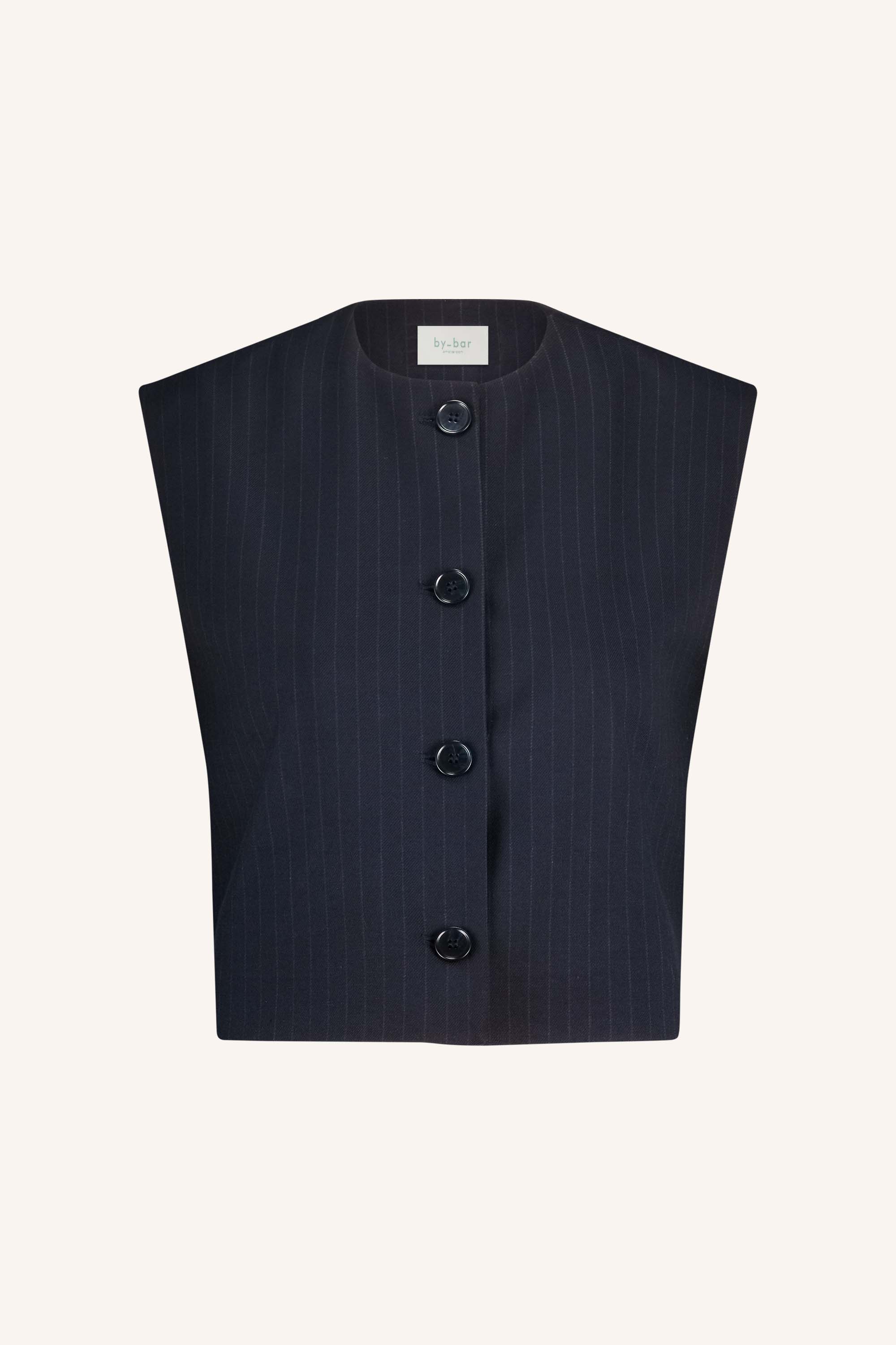 gilet – nori pinstripe gilet - midnight – by-bar