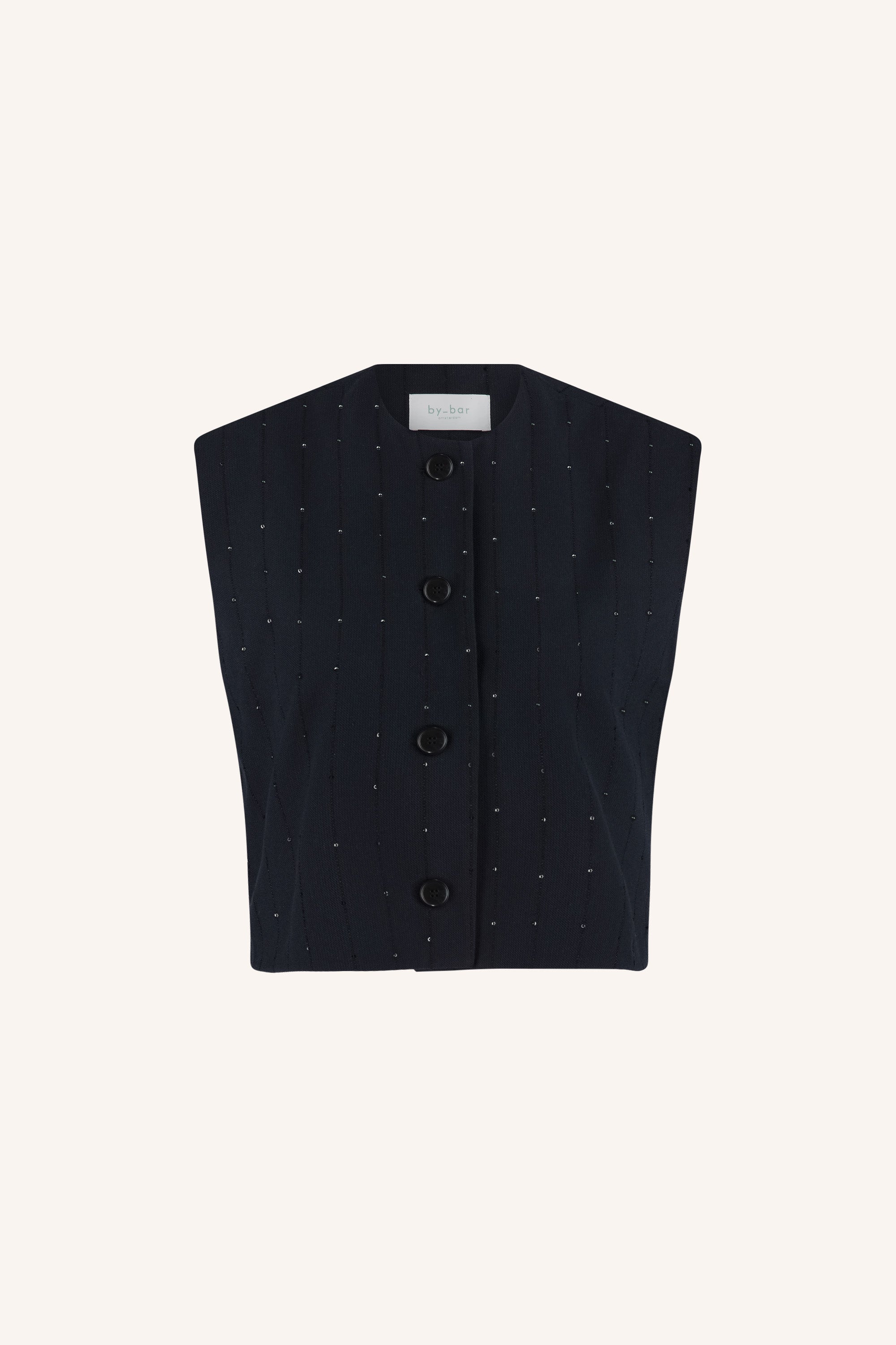 nori sparkle gilet | navy lurex stripe