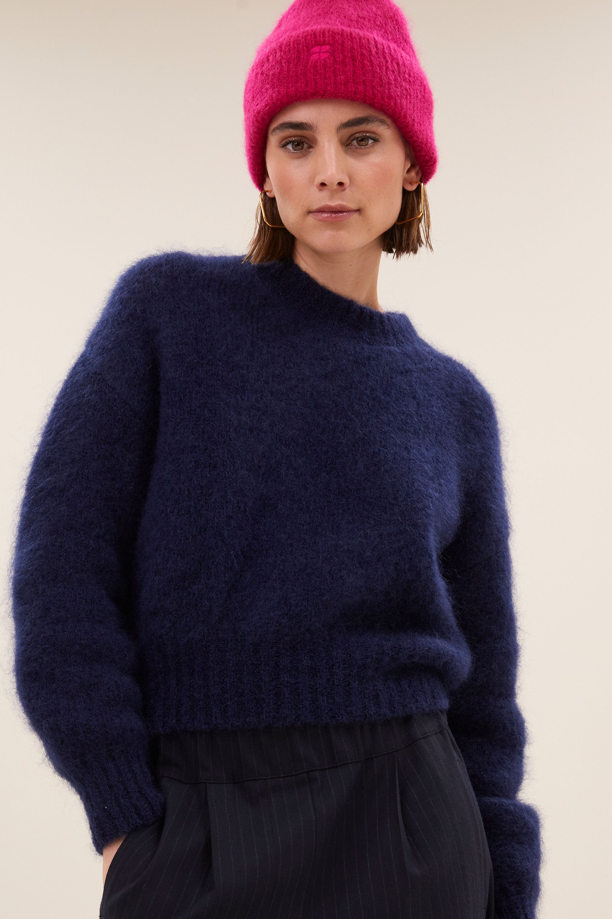 logo beanie | fuchsia