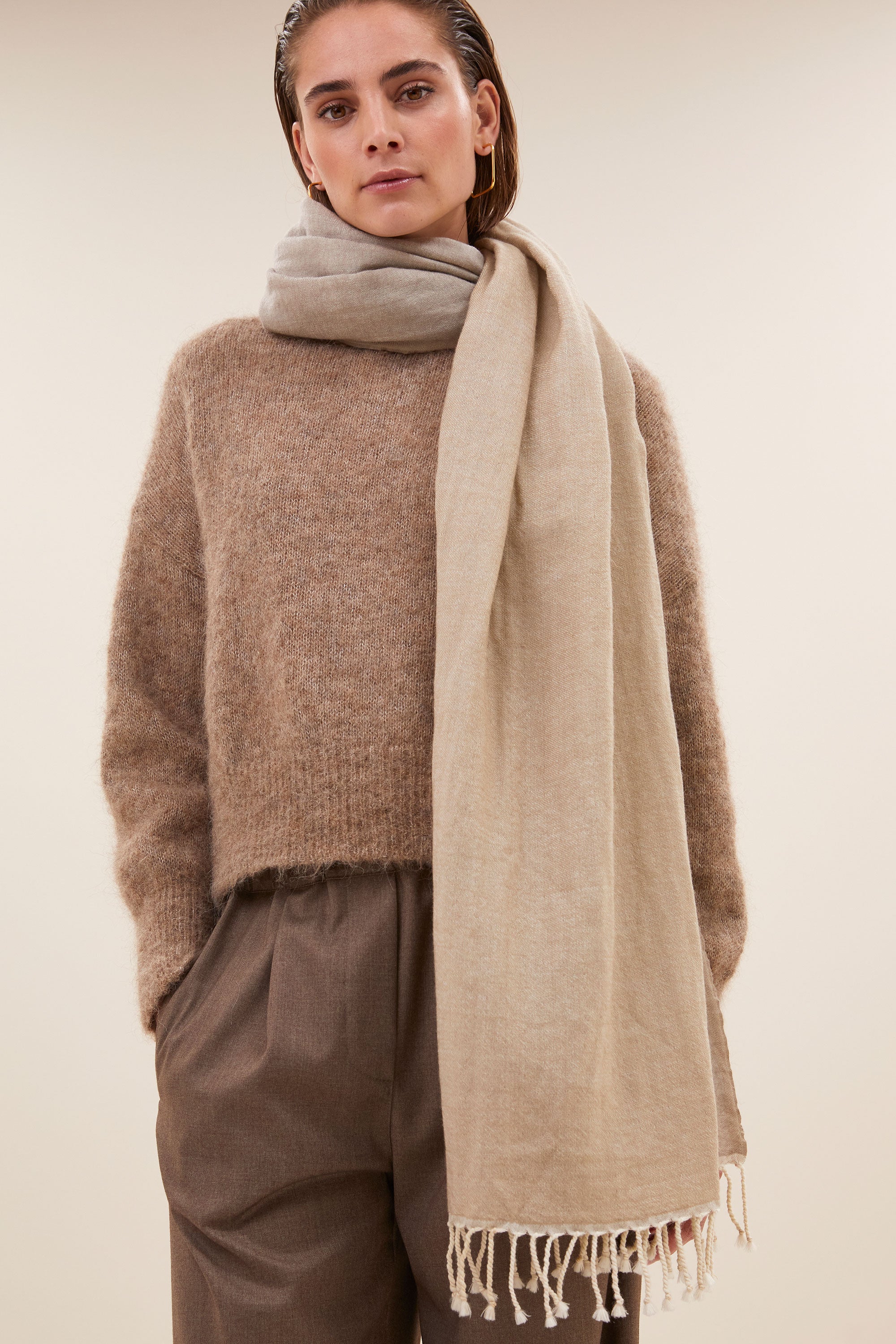 woolen natural  scarf | beige