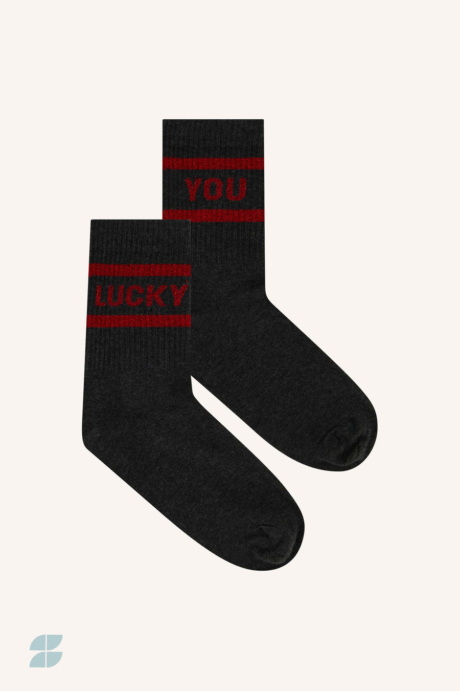 sokken - lucky sparkle dark grey socks - wine - by-bar