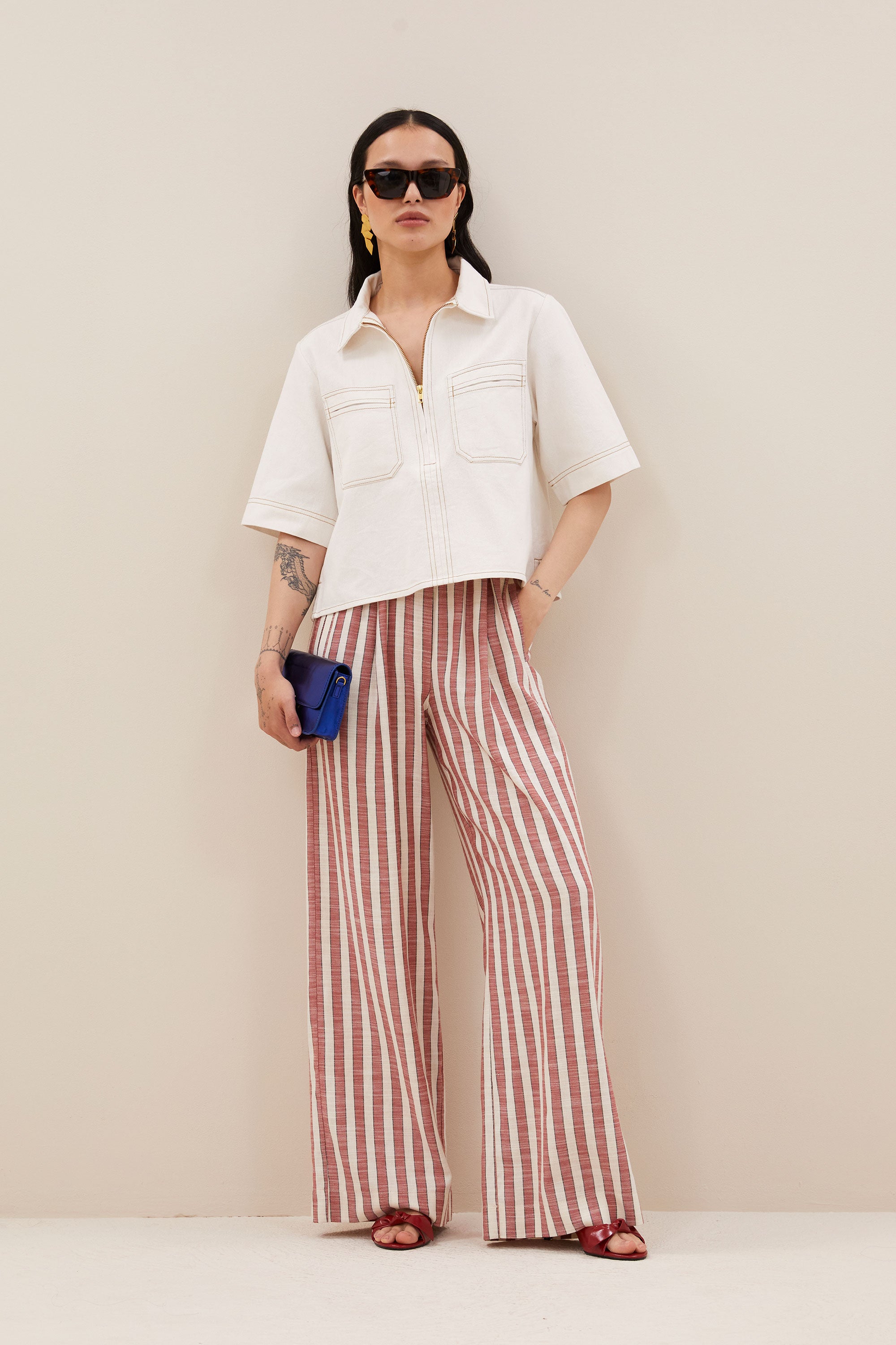 philipe twill top | cloud white