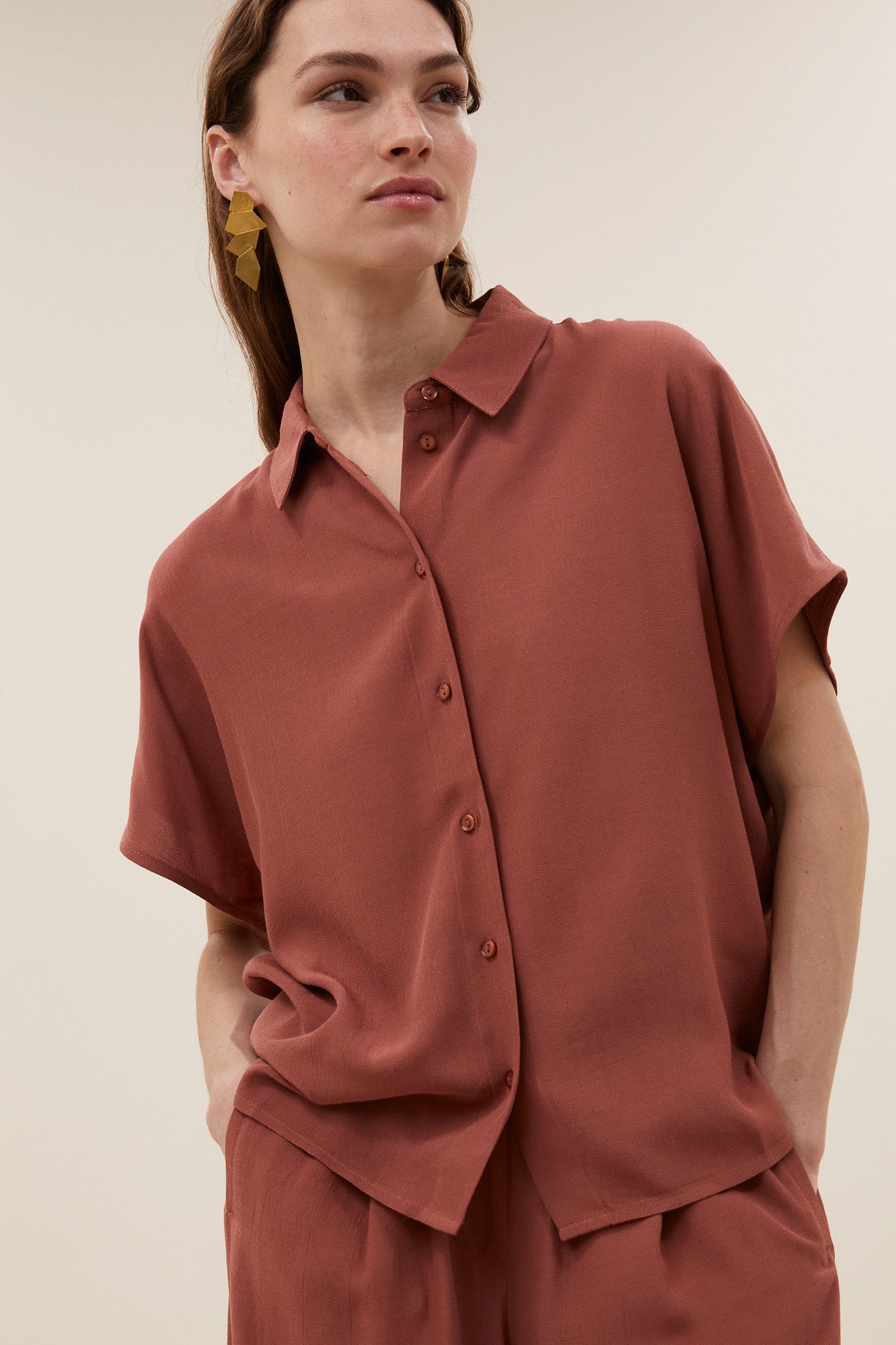 barley viscose blouse | rustic sienna