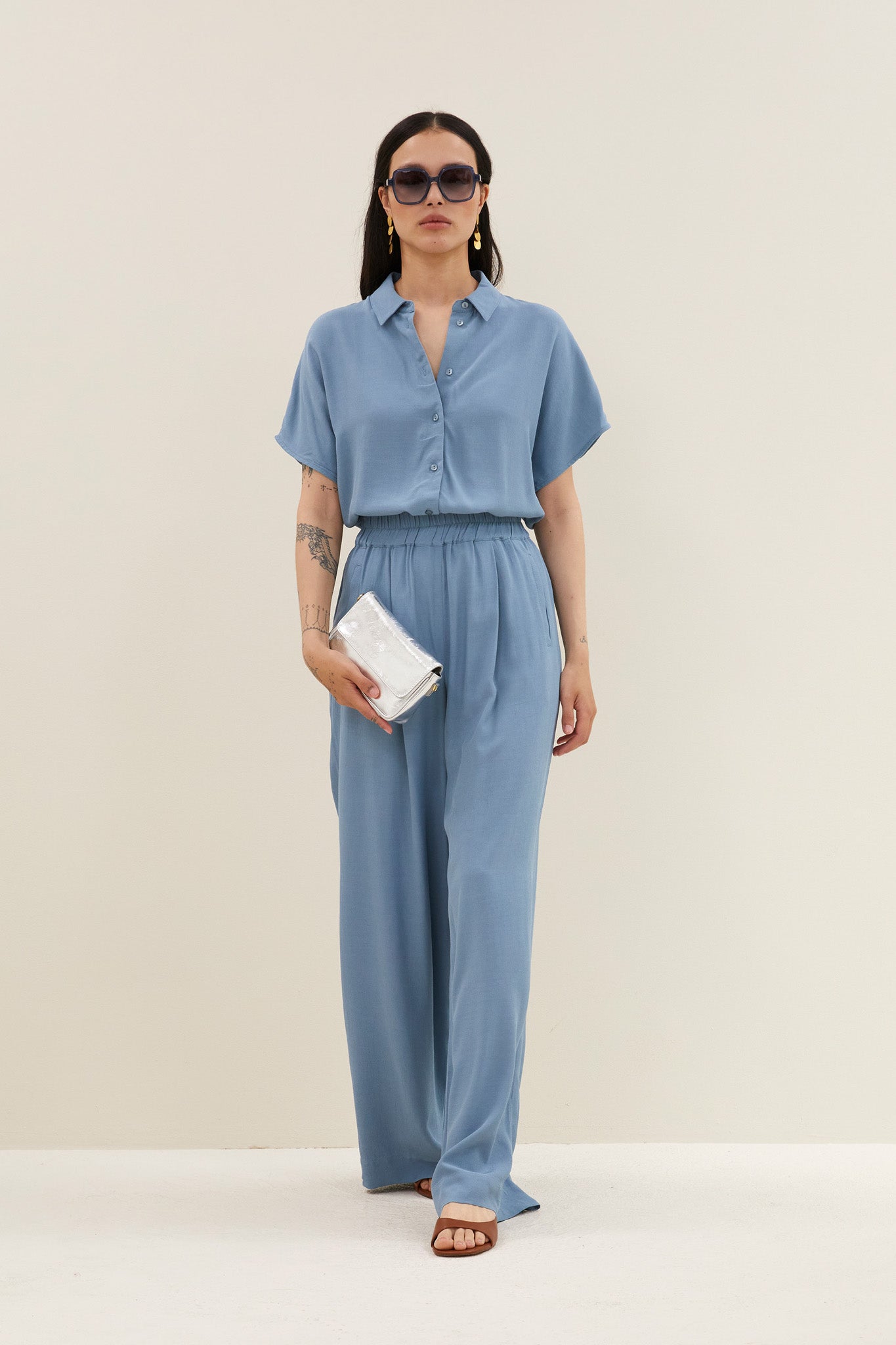 barley viscose blouse | blue stone