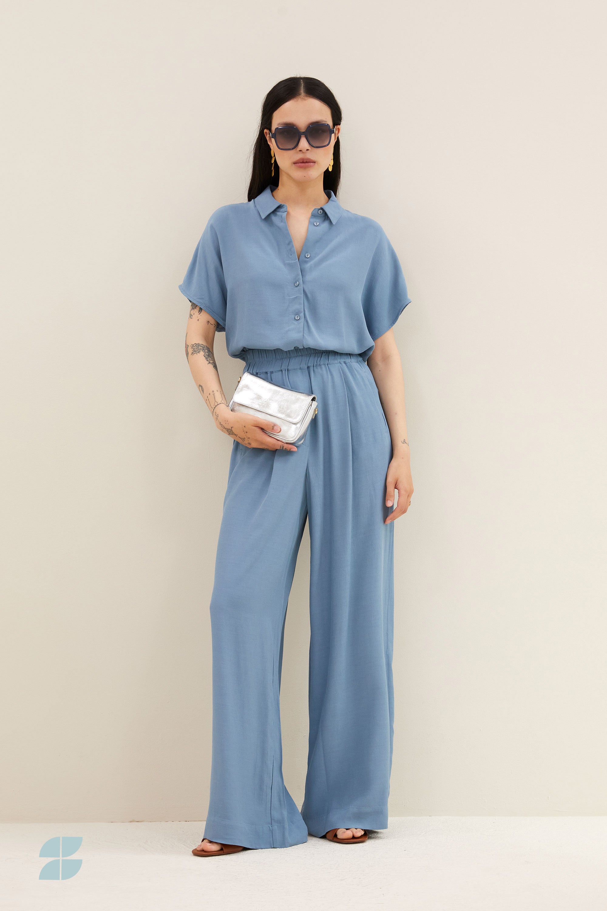 barley viscose blouse | blue stone