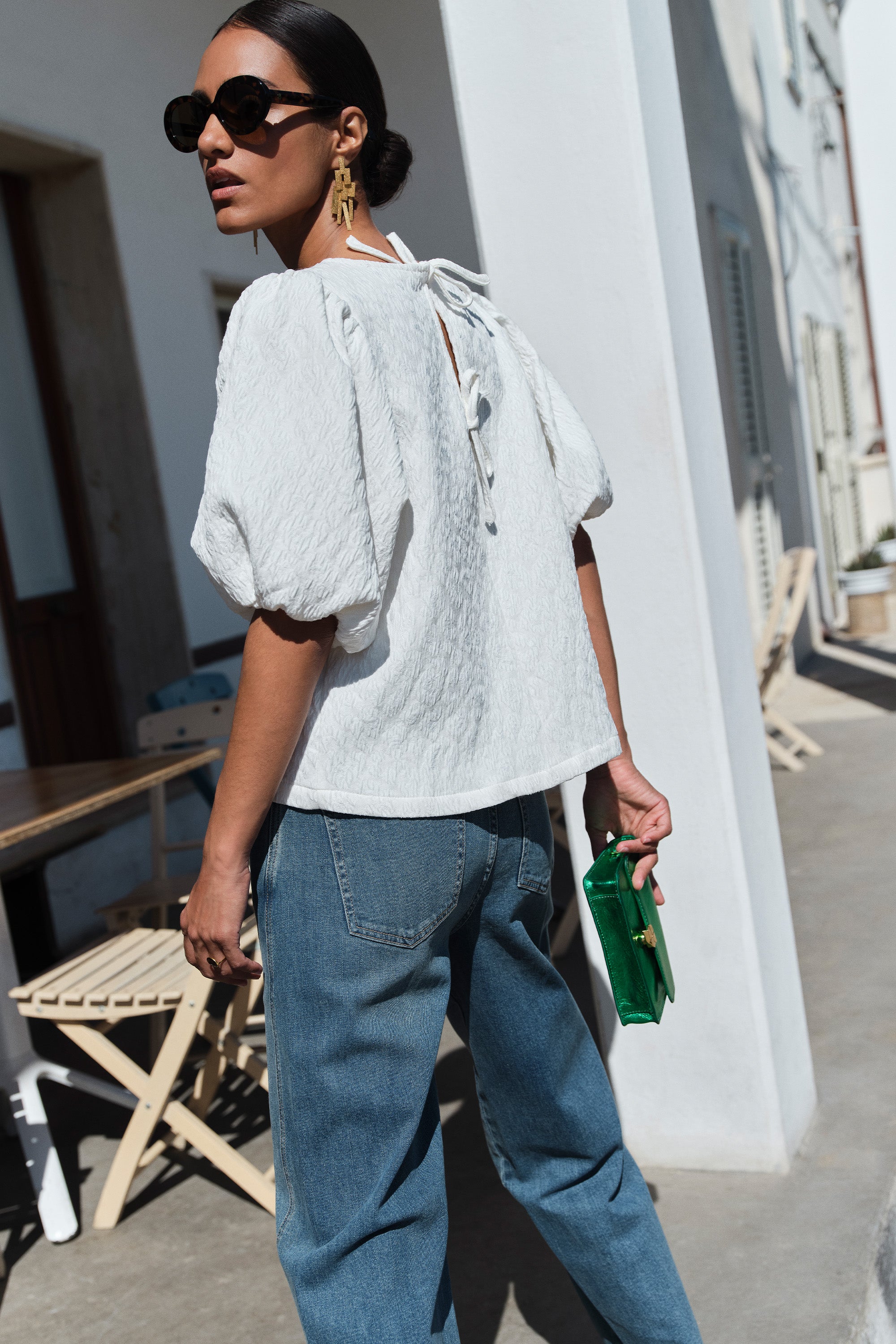 jet cheetah blouse | off white