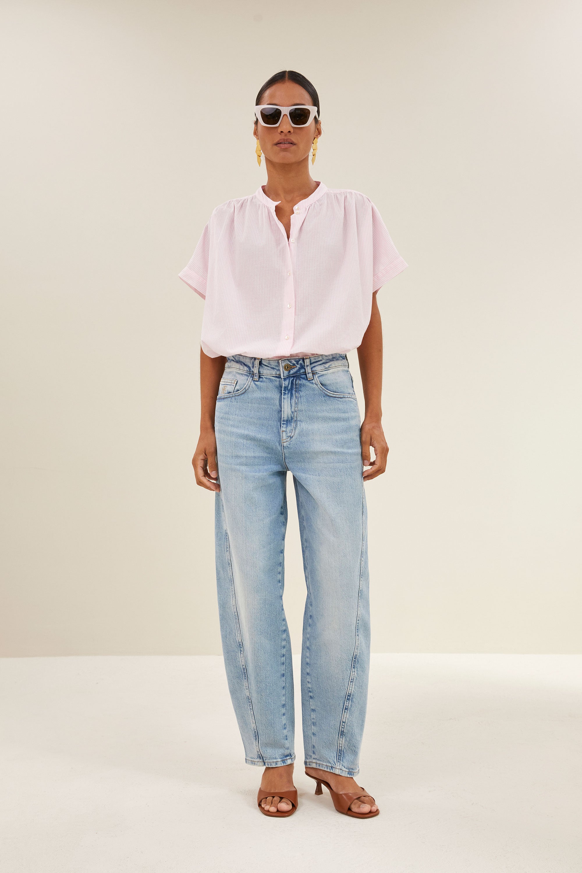 minte pinstripe blouse | pink pin stripe