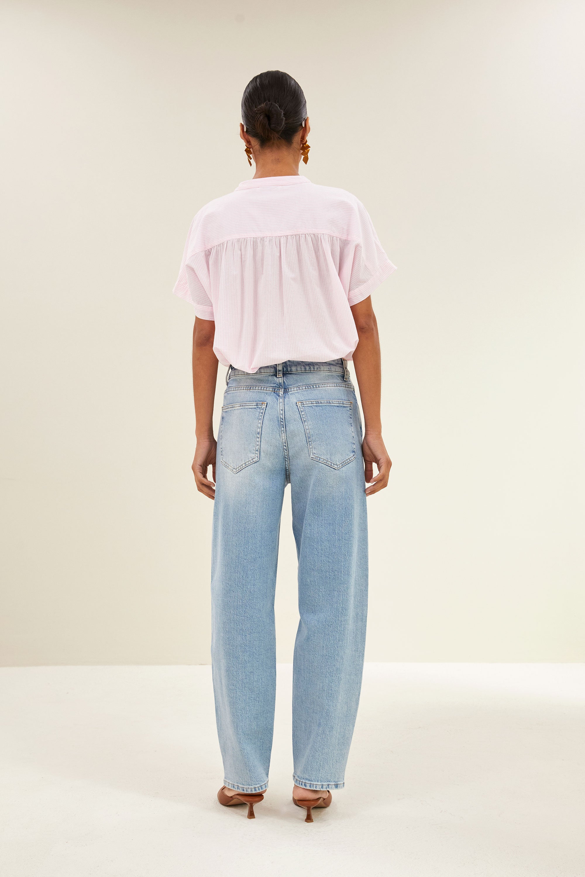 minte pinstripe blouse | pink pin stripe