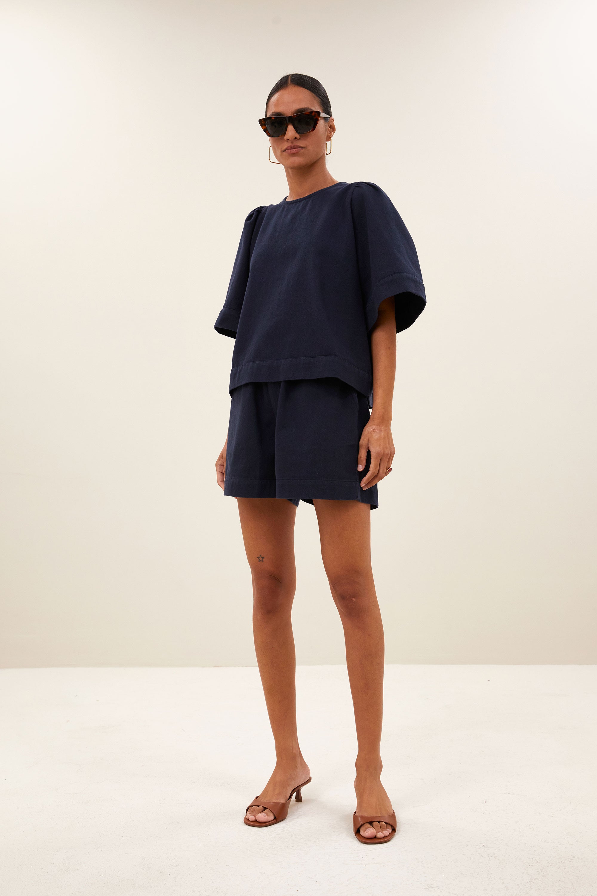 olivia twill blouse | captain blue