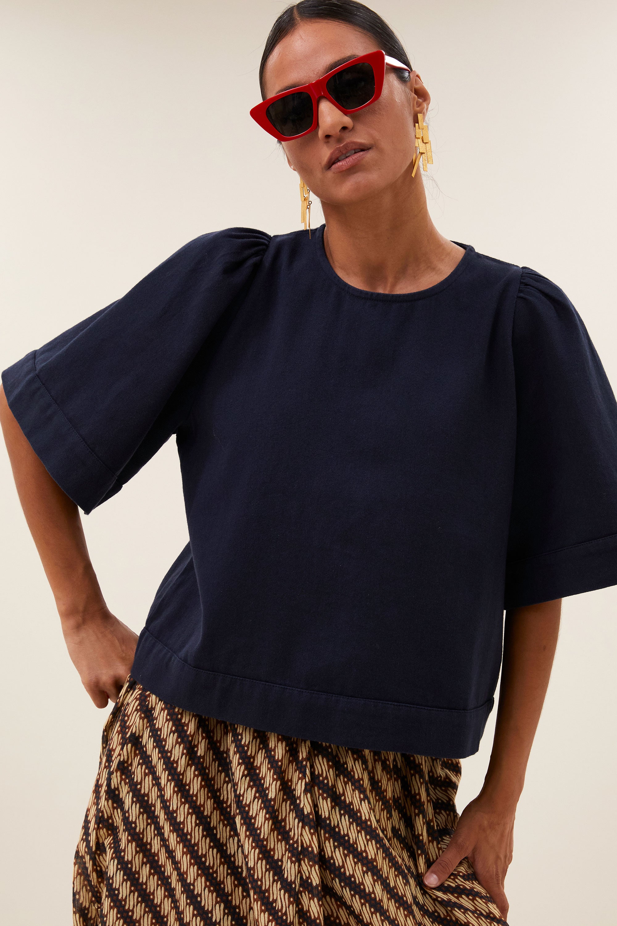 olivia twill blouse | captain blue