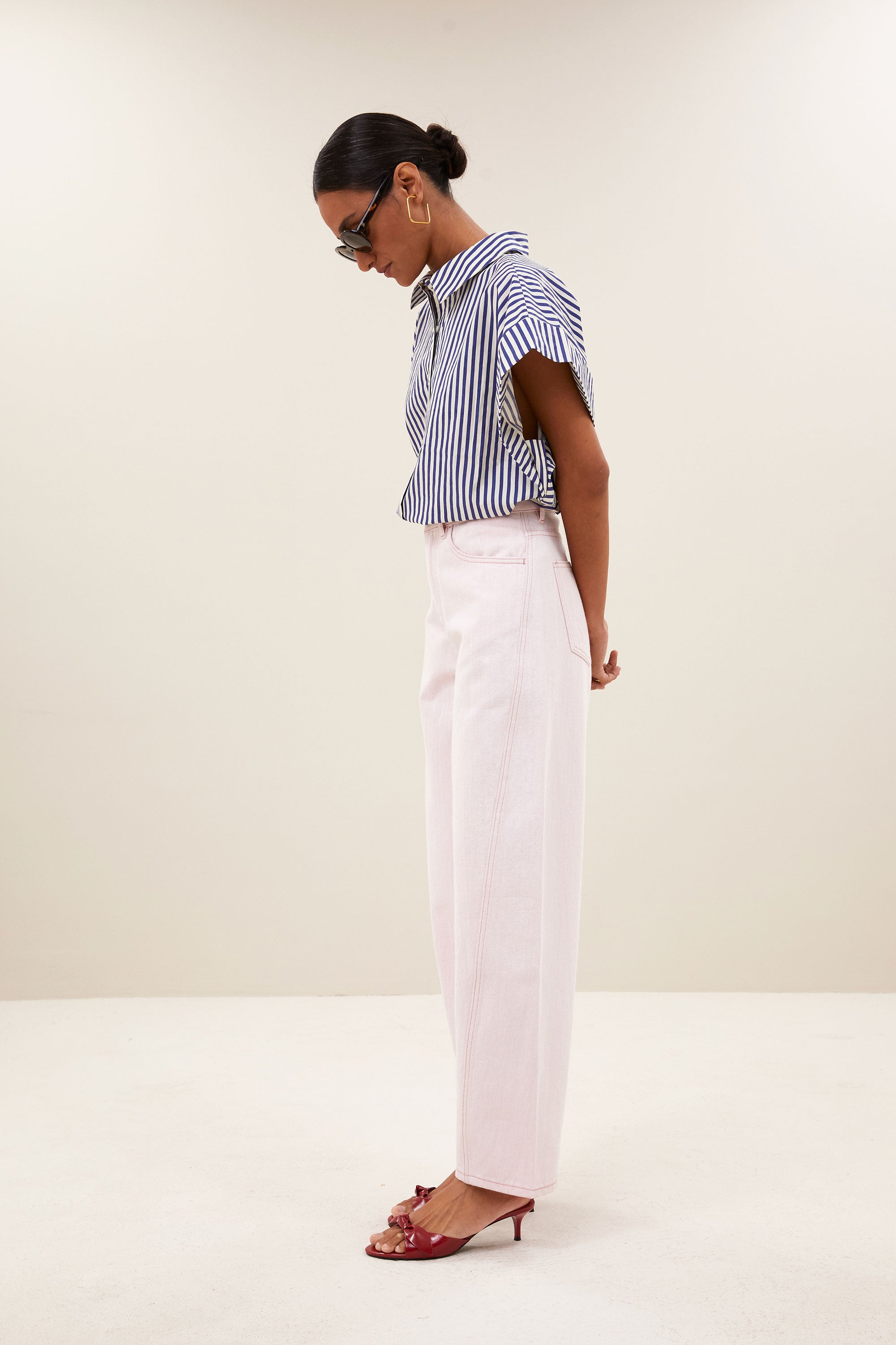 pixie blue stripe blouse | dark blue stripe