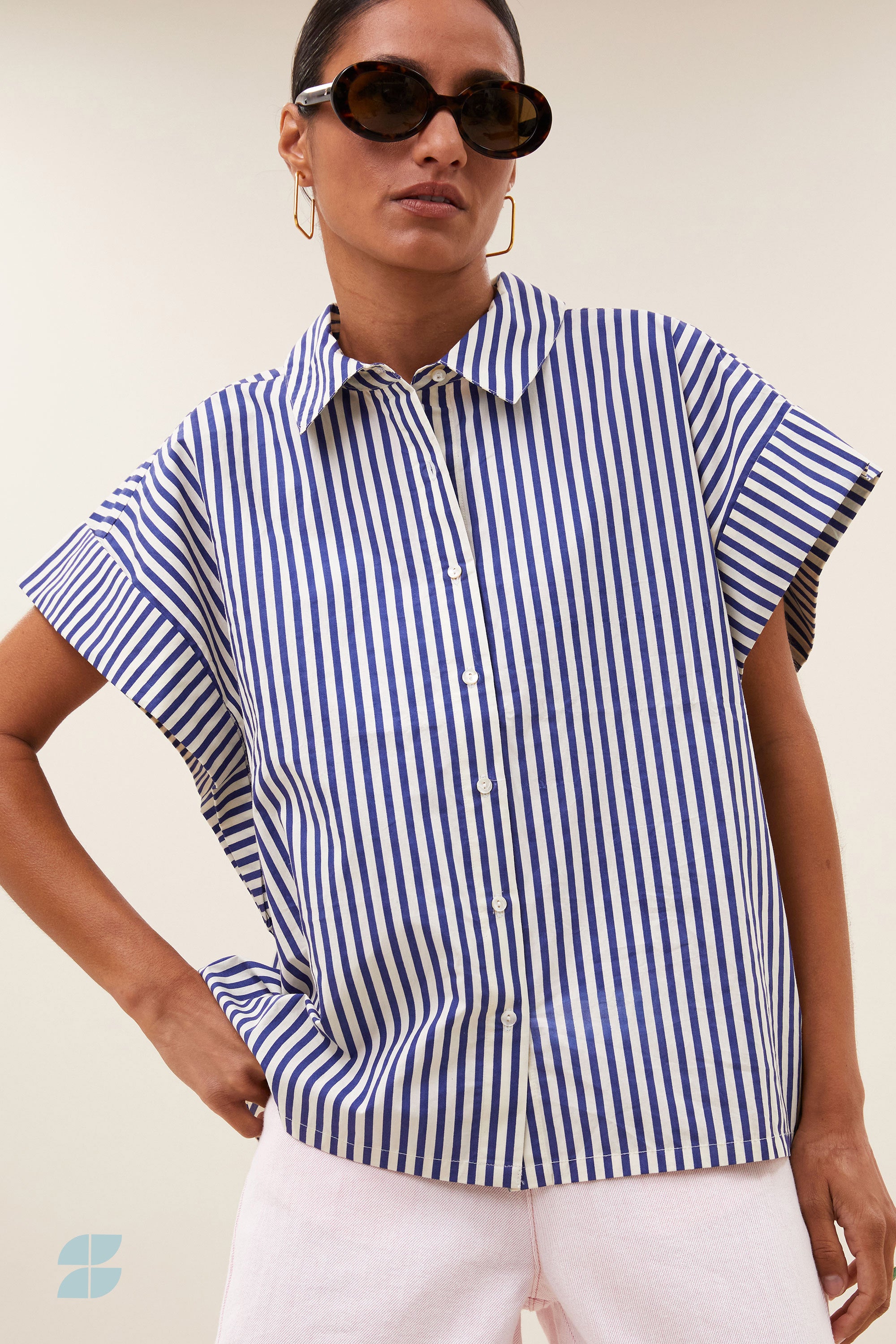 pixie blue stripe blouse | dark blue stripe