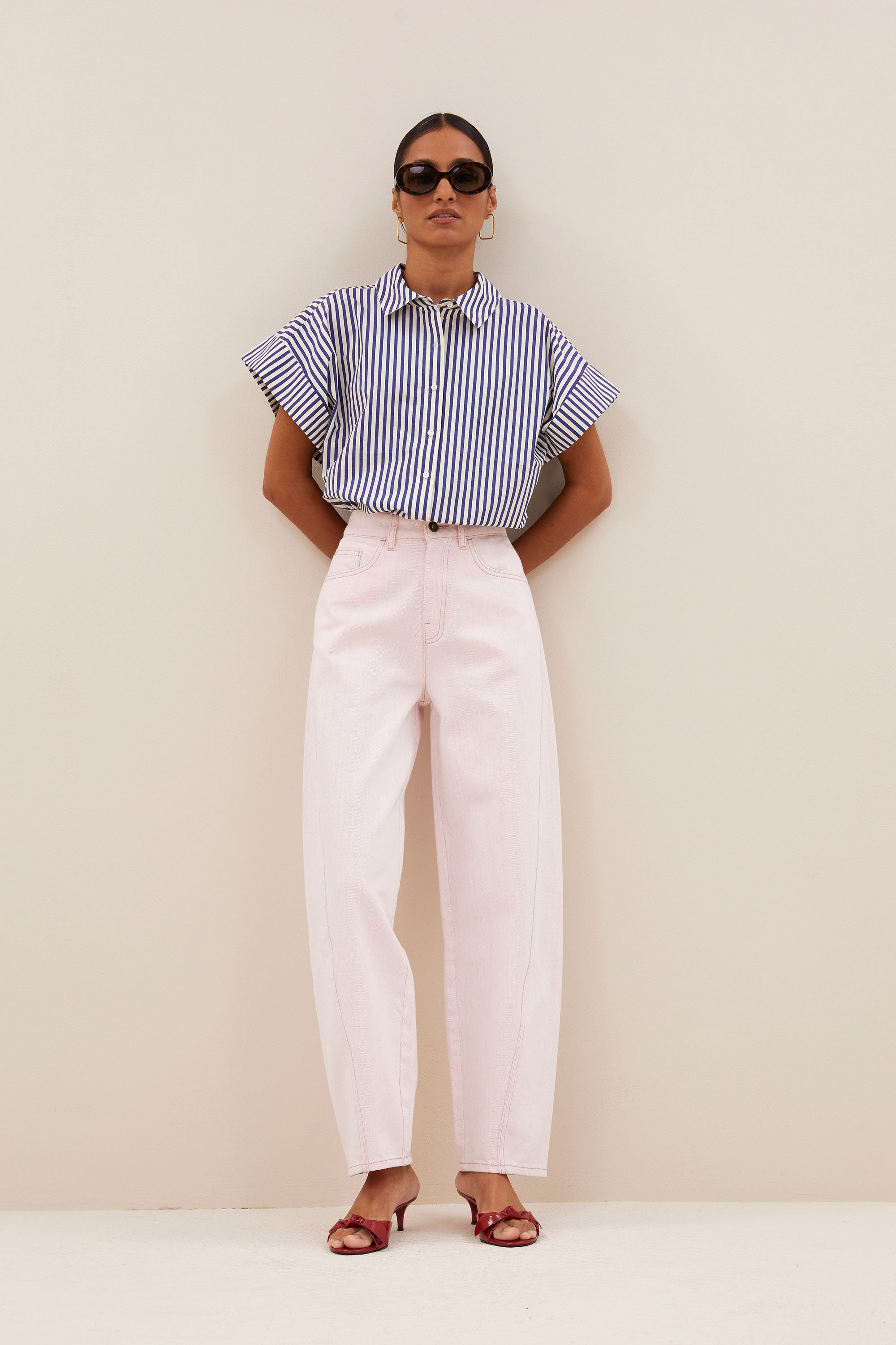 pixie blue stripe blouse | dark blue stripe