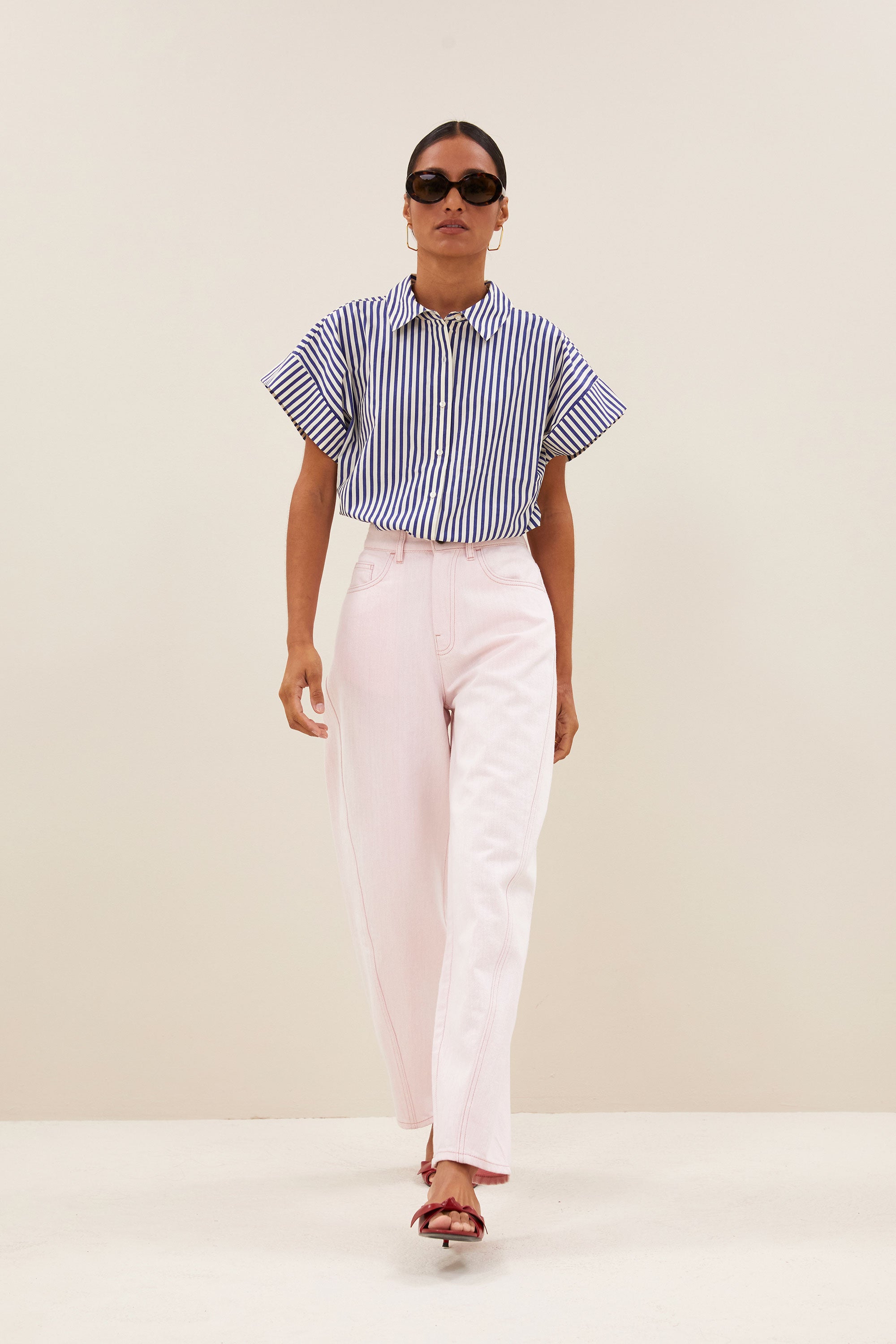 pixie blue stripe blouse | dark blue stripe