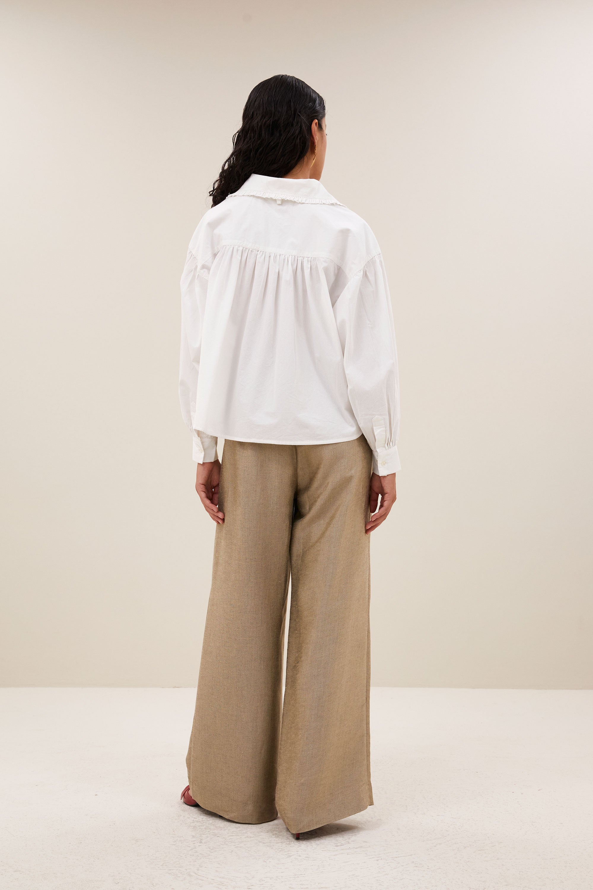 semmy poplin blouse - white, button closure, casual fit, normal fit - by-bar - back view