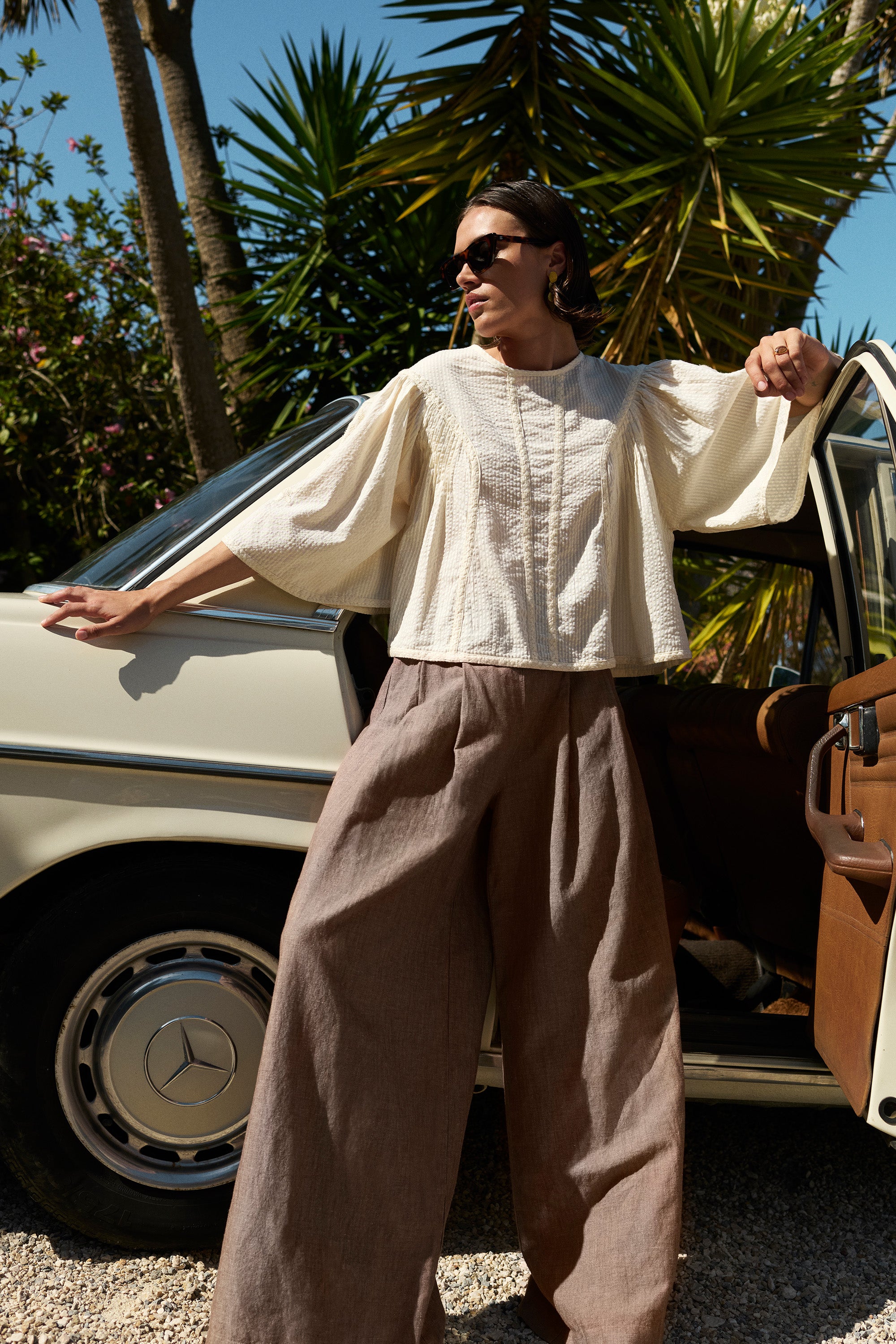 davin seersucker blouse | off white