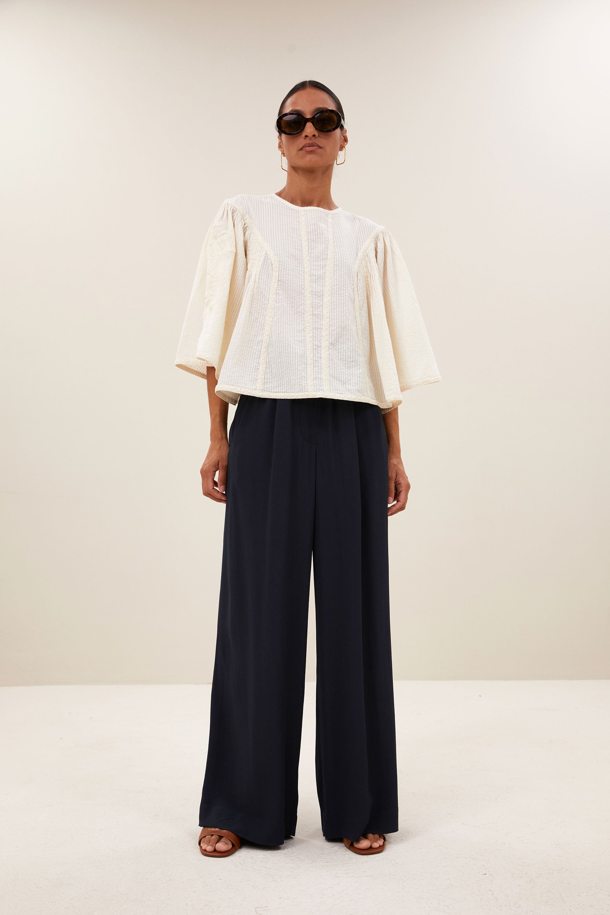 davin seersucker blouse | off white