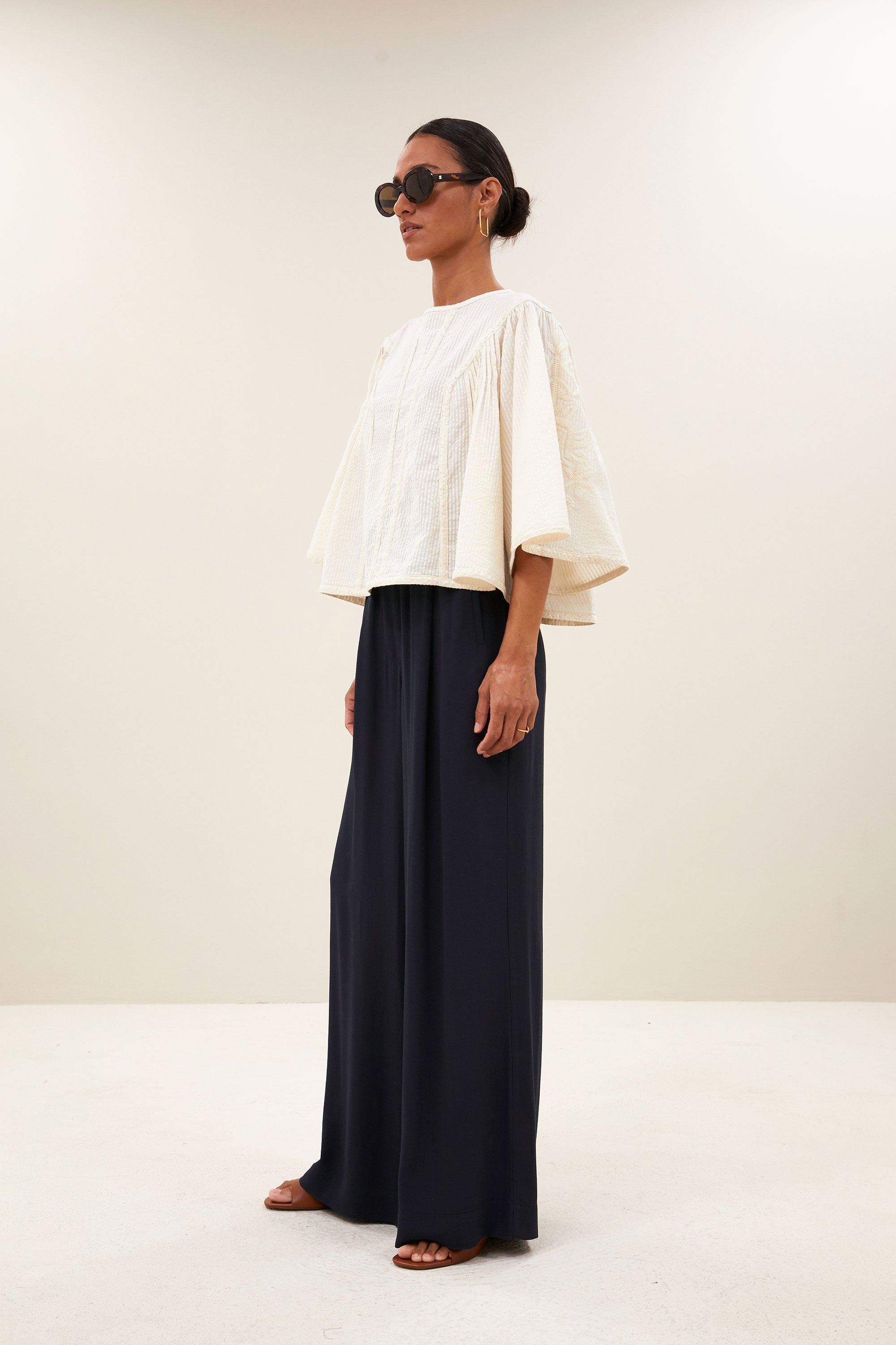 davin seersucker blouse | off white