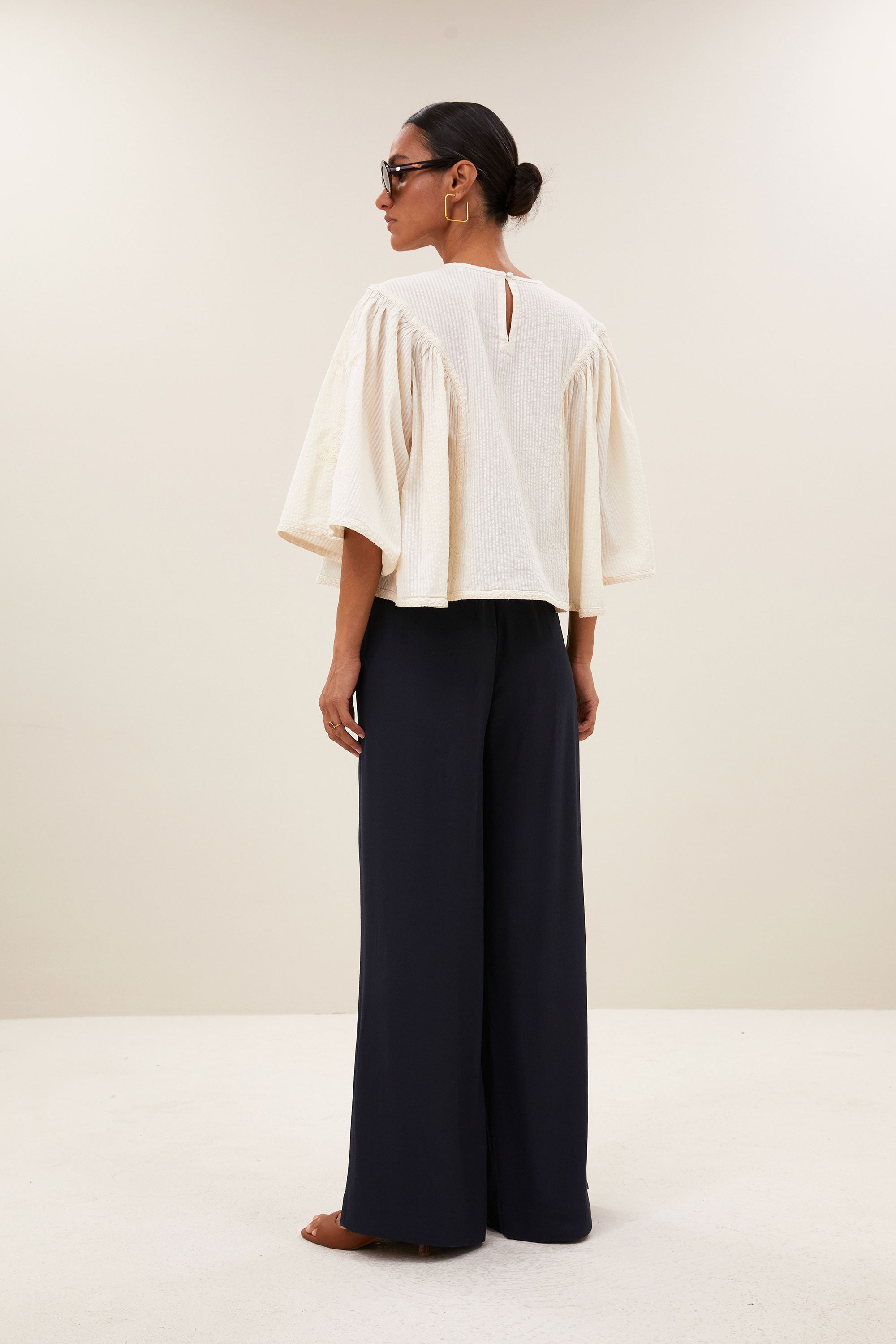 davin seersucker blouse | off white