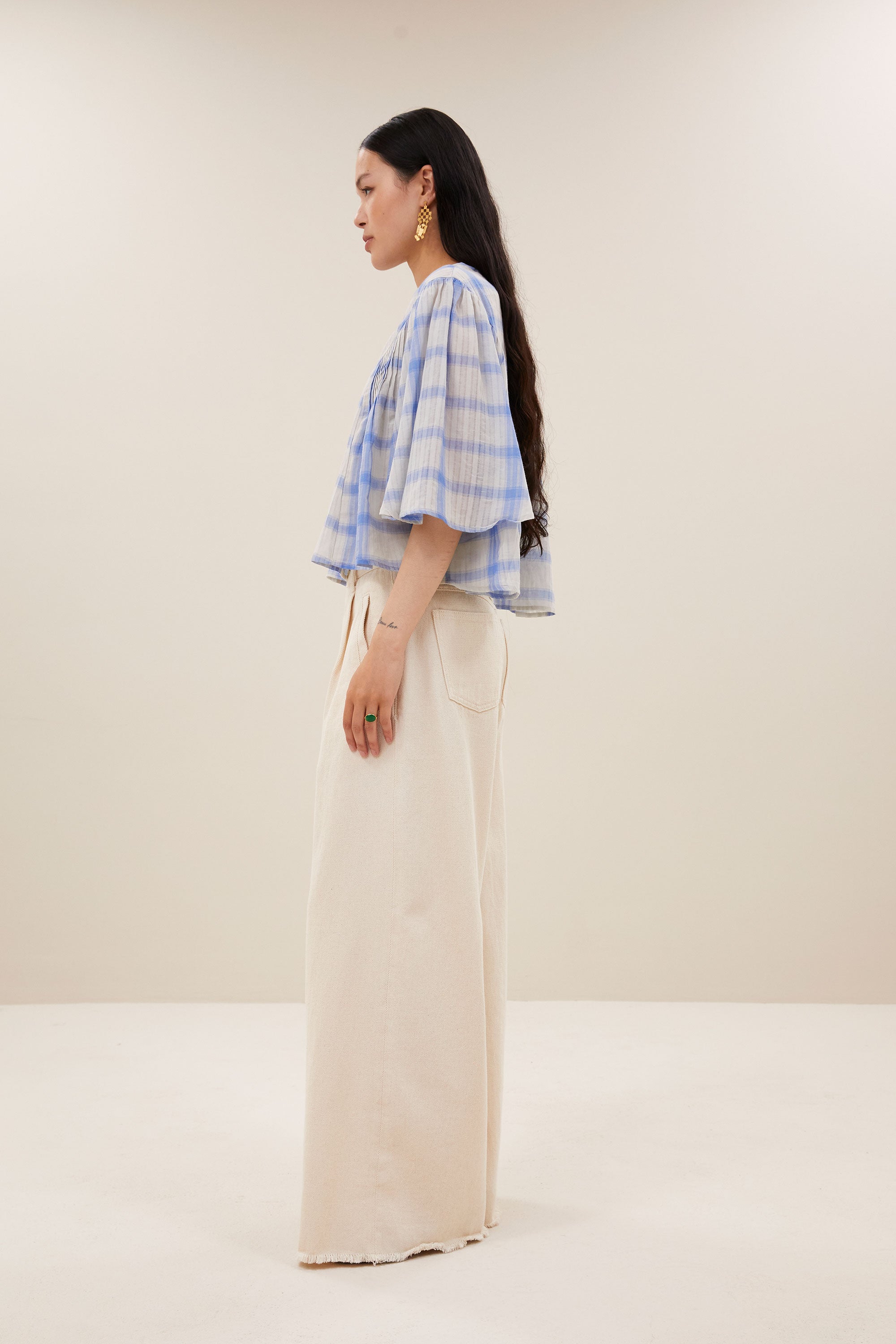 davin check blouse | light blue check