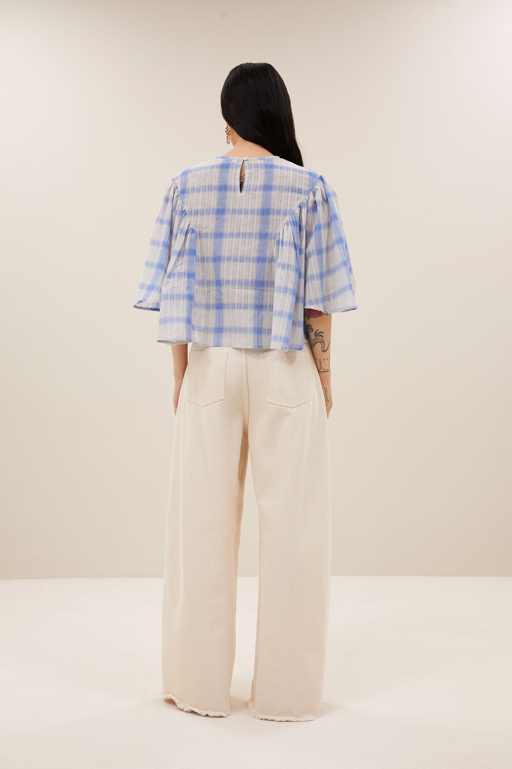 davin check blouse | light blue check