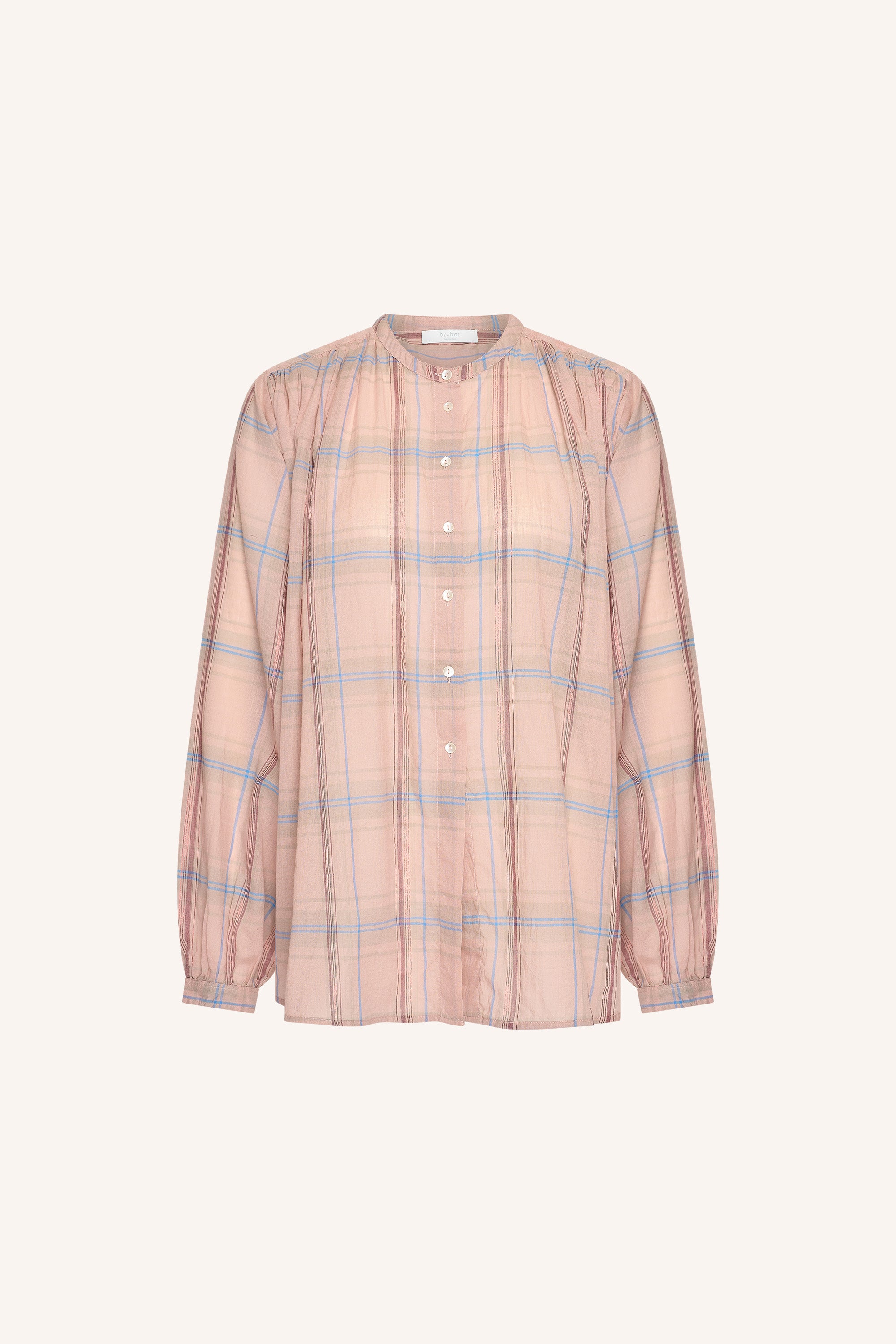 nyka pink check blouse | blush pink check