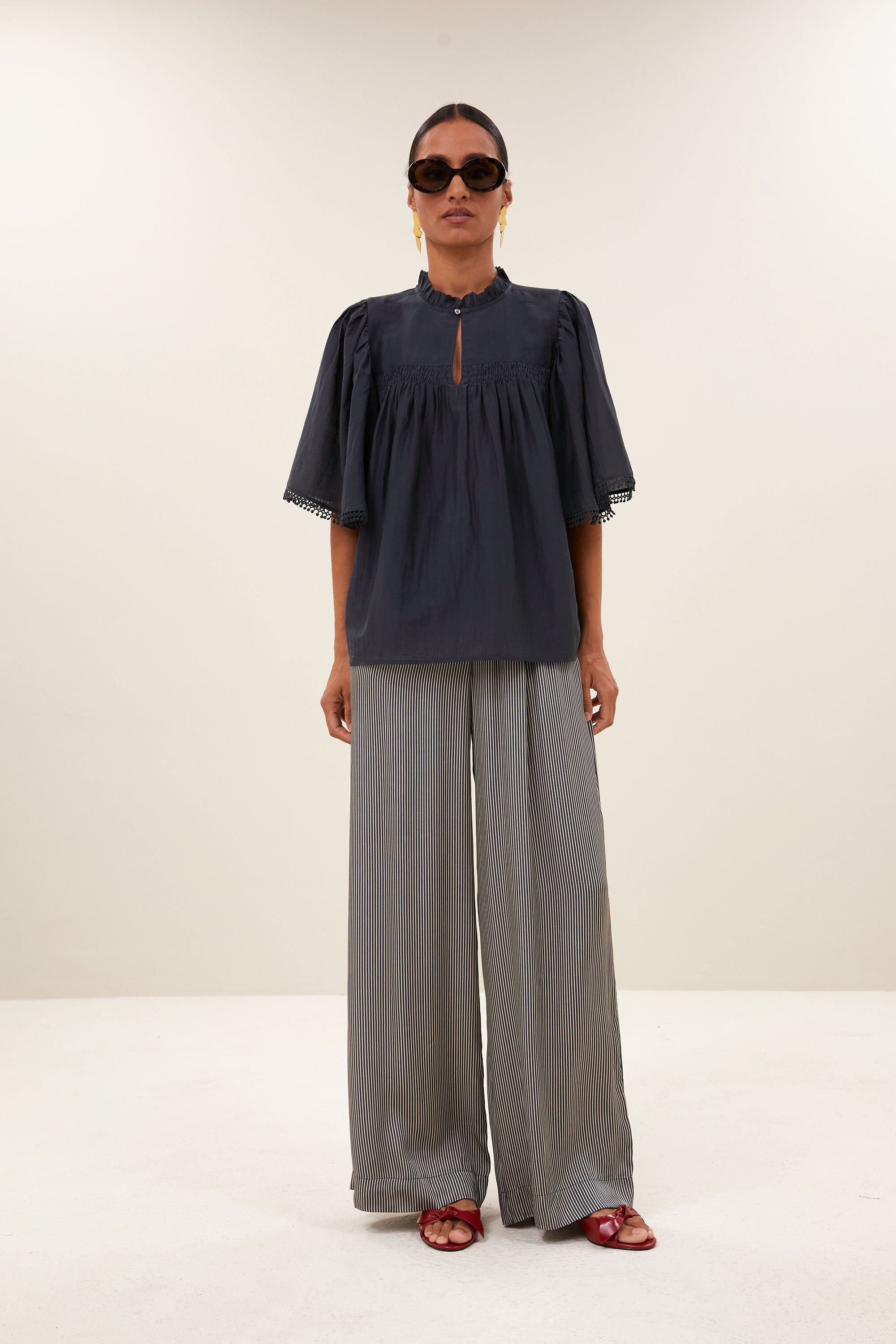 sanne silk blouse | charcoal