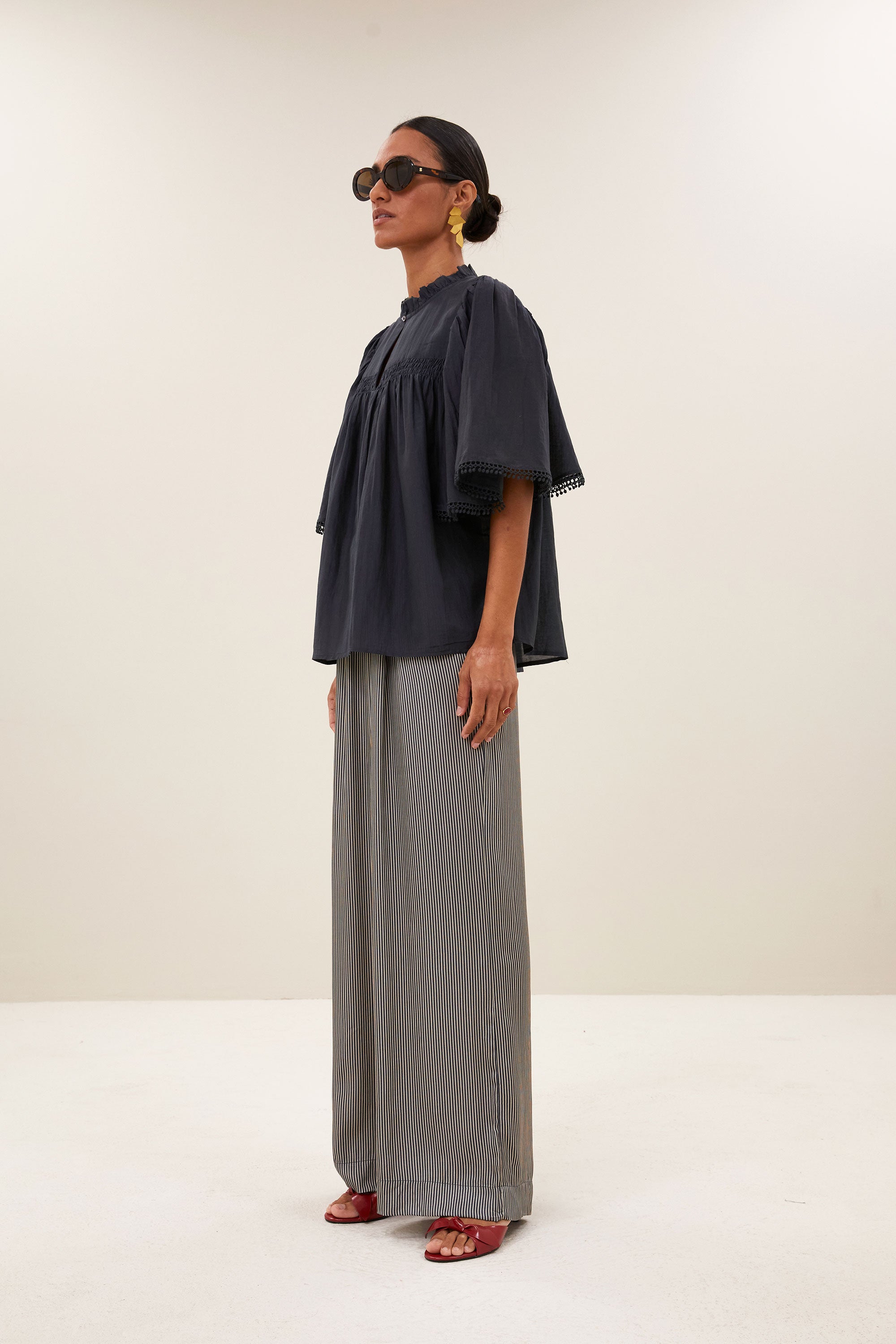 sanne silk blouse | charcoal