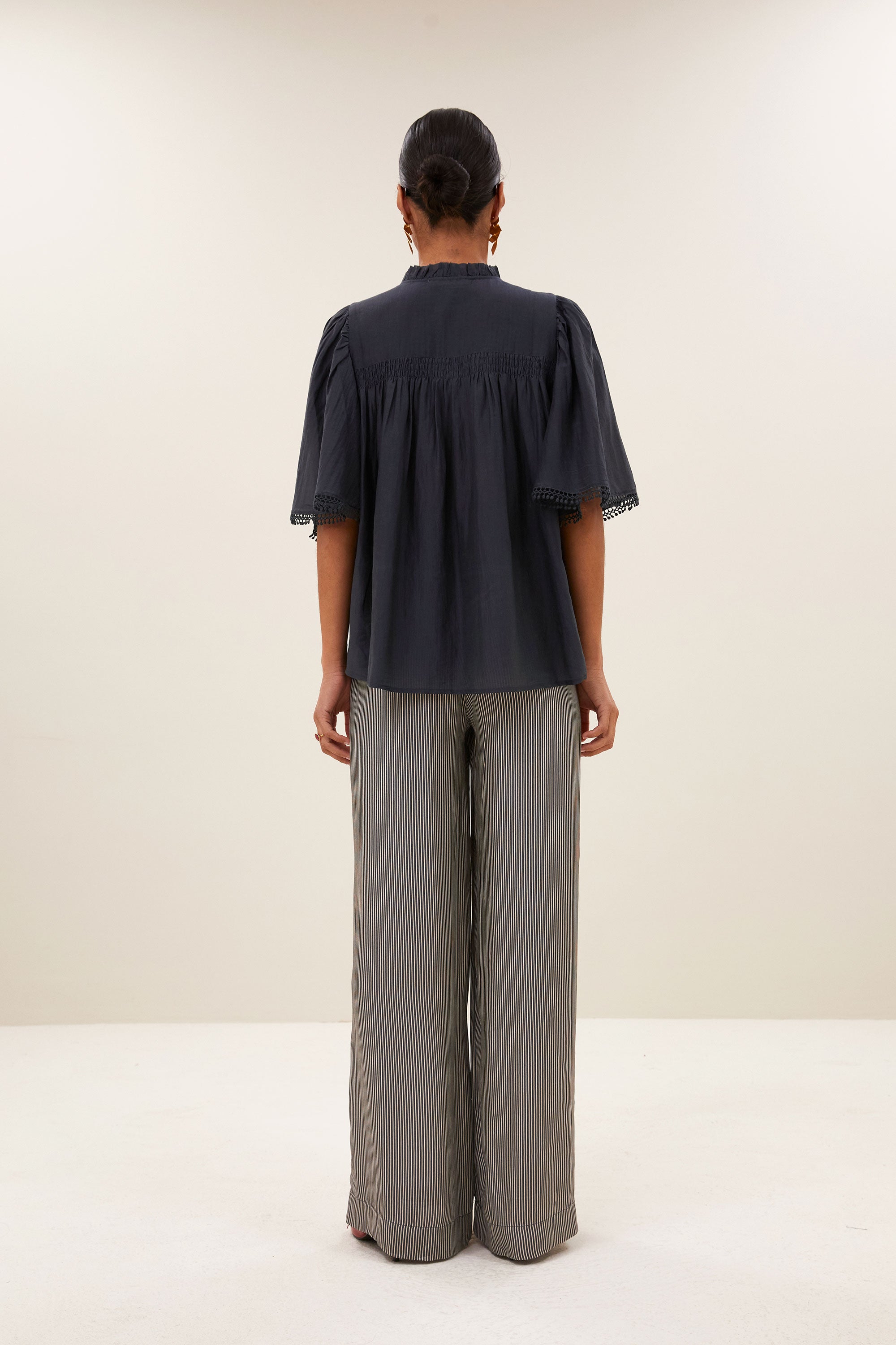 sanne silk blouse | charcoal