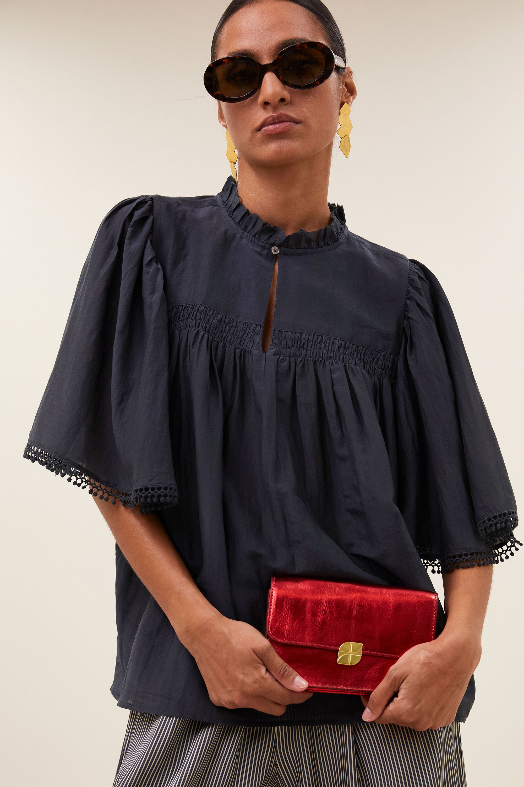 sanne silk blouse | charcoal