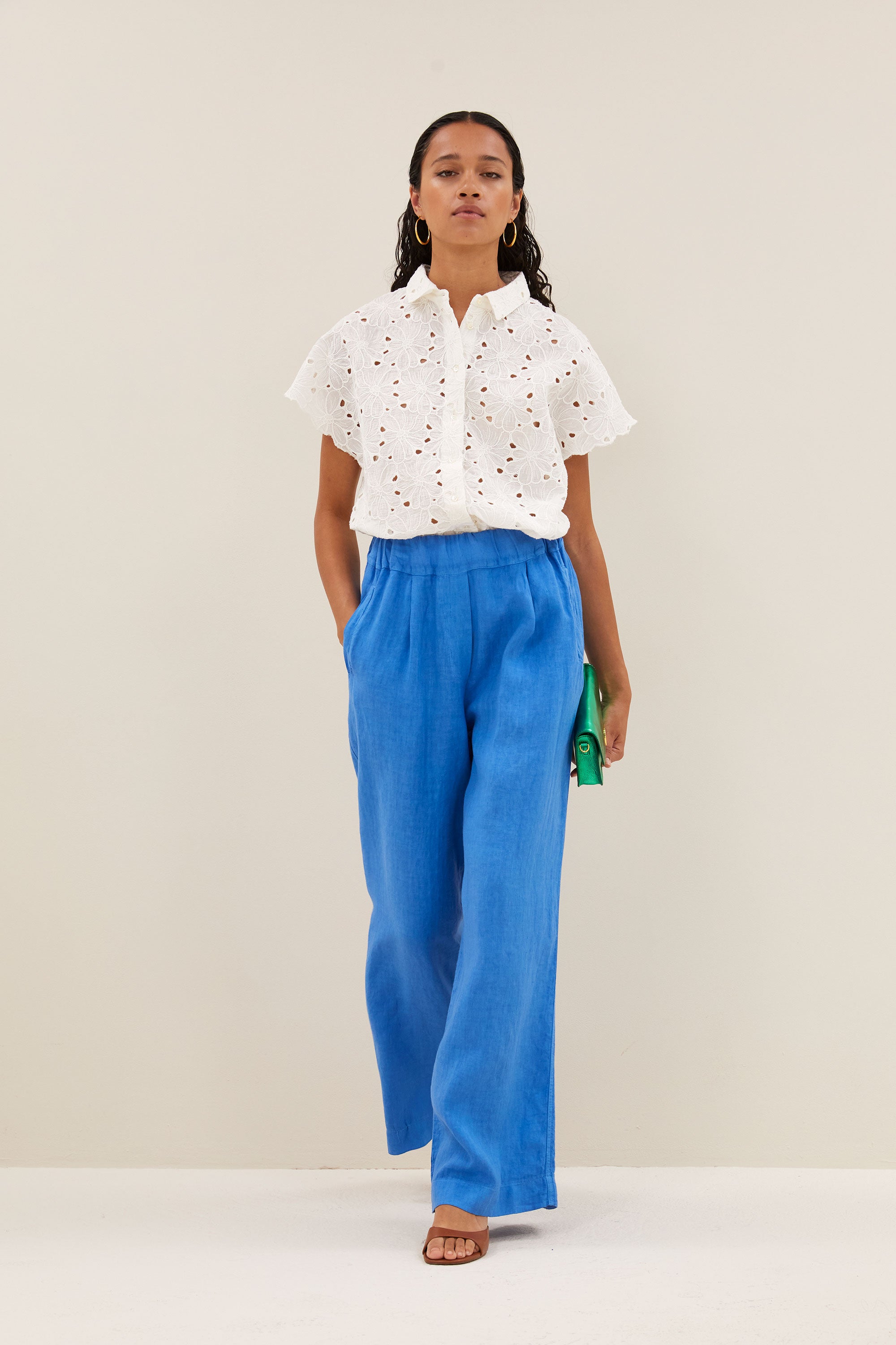 benji linen pants | regatta blue