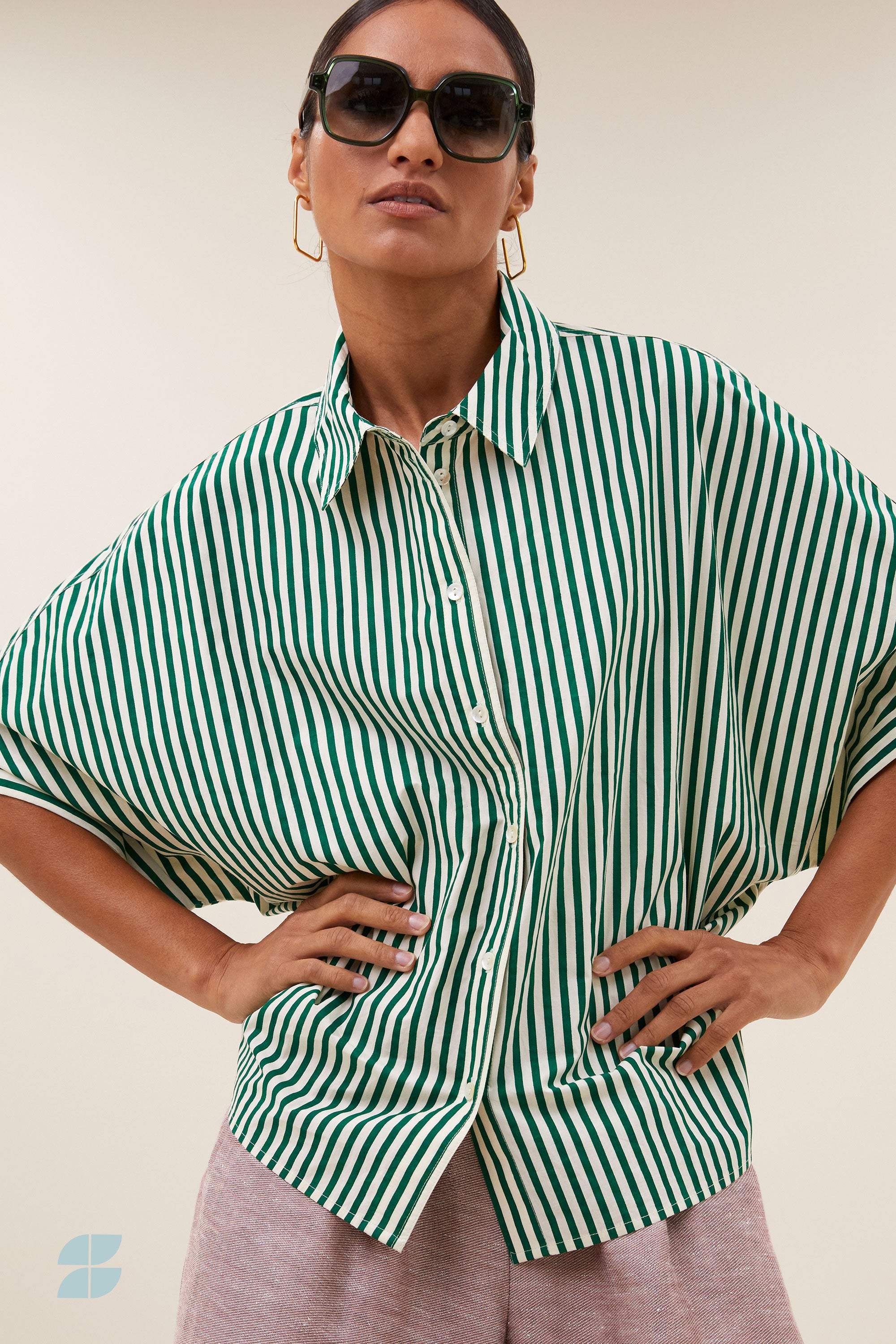 sunny stripe blouse | evergreen stripe