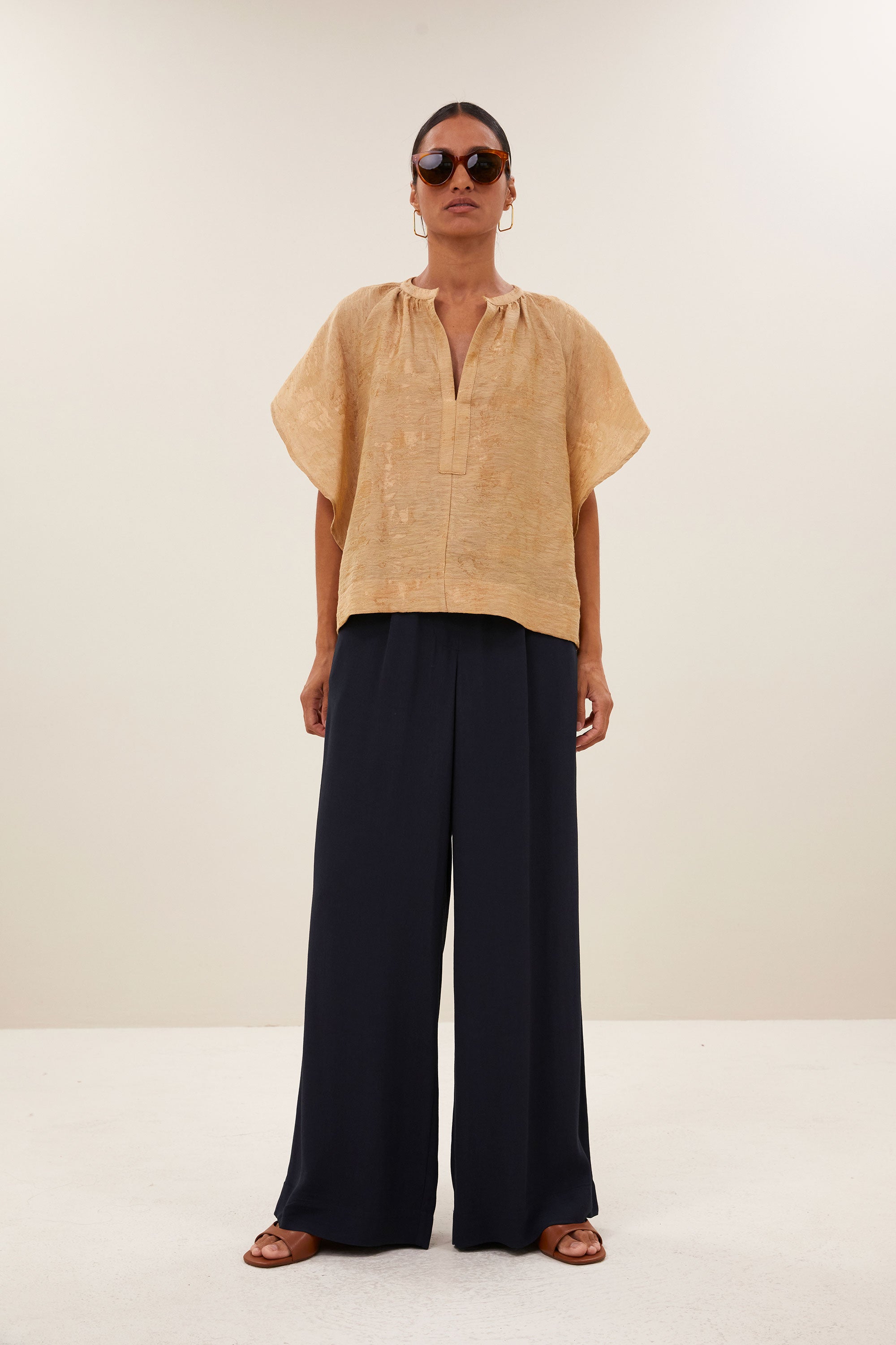 vina jacquard blouse | desert