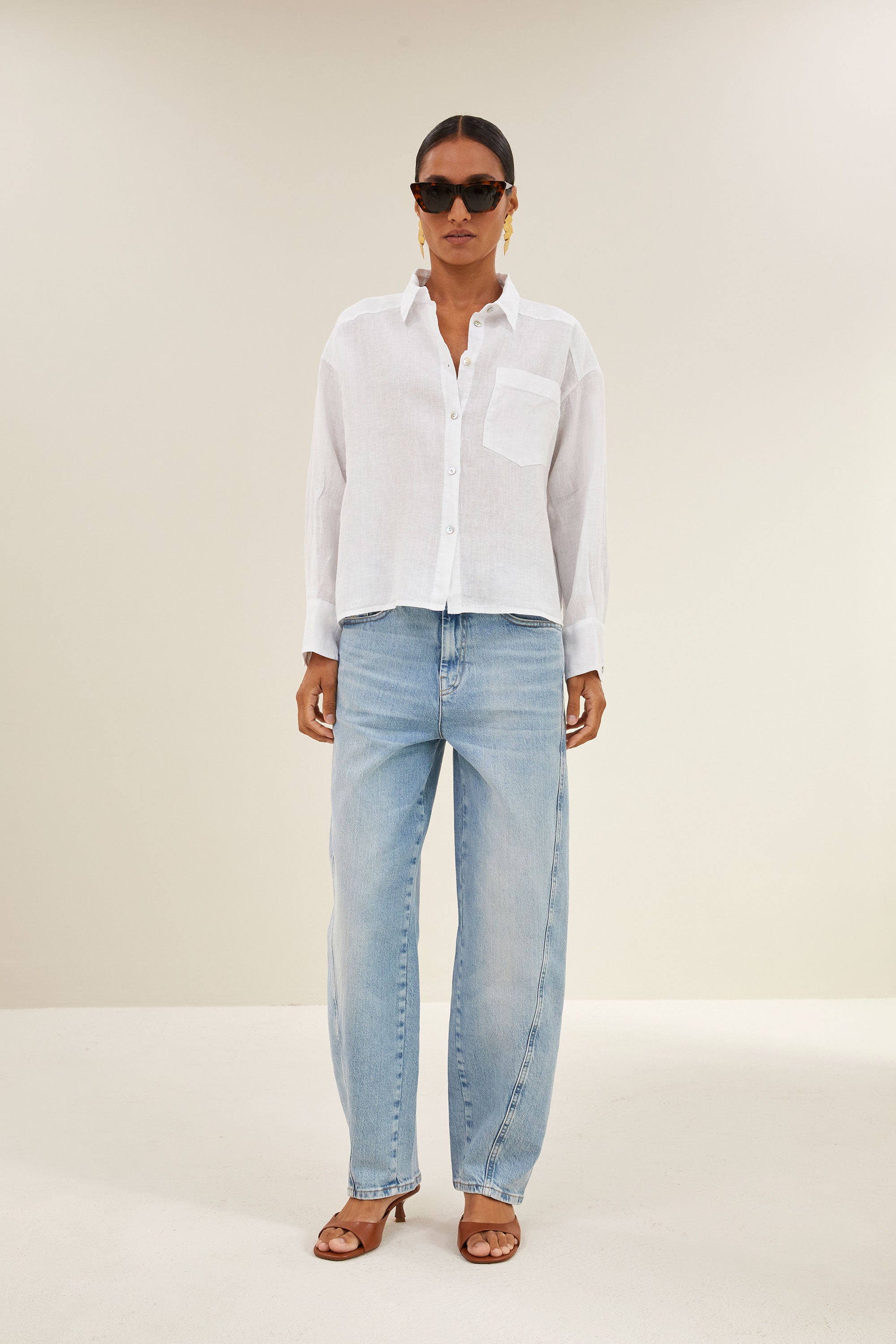 nima linen blouse | bright white