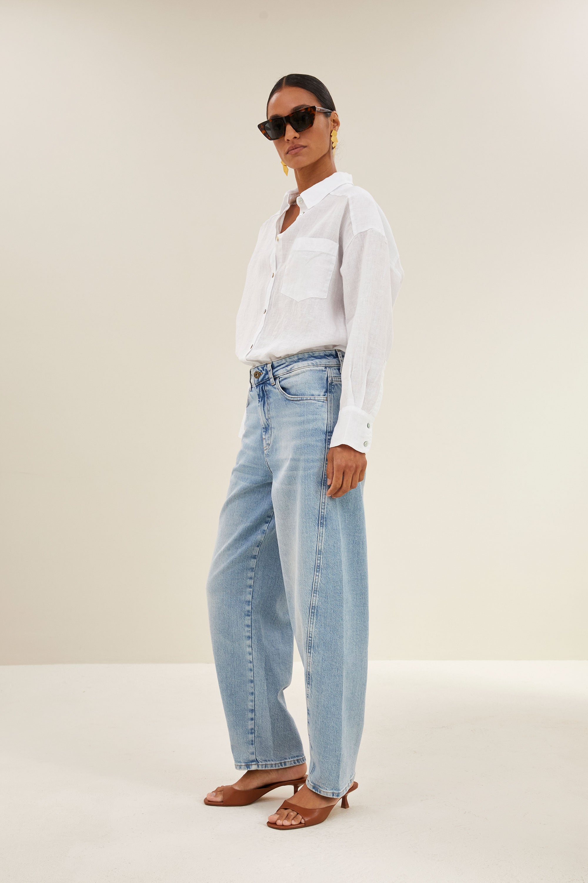 nima linen blouse | bright white