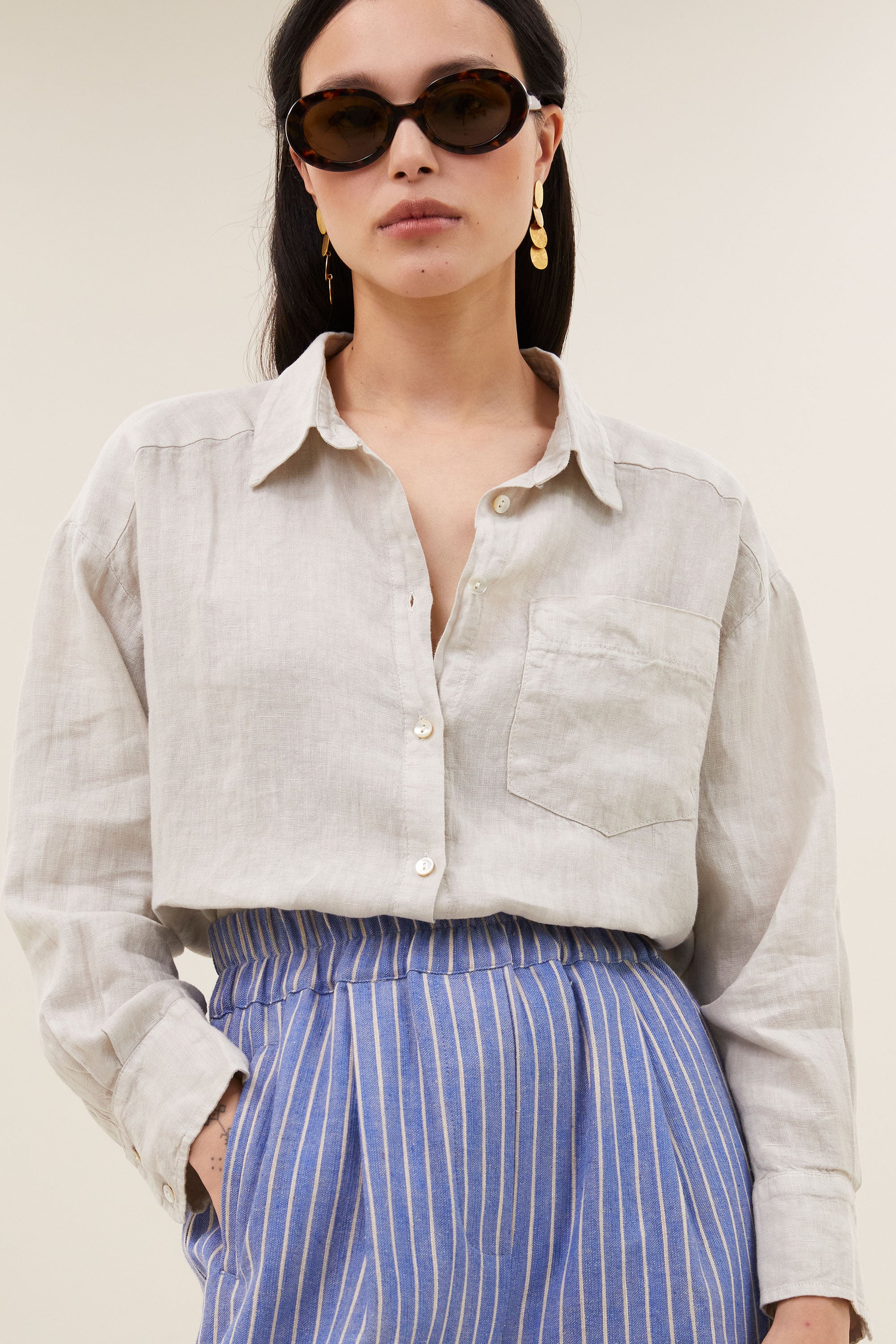 nima linen blouse | chalk