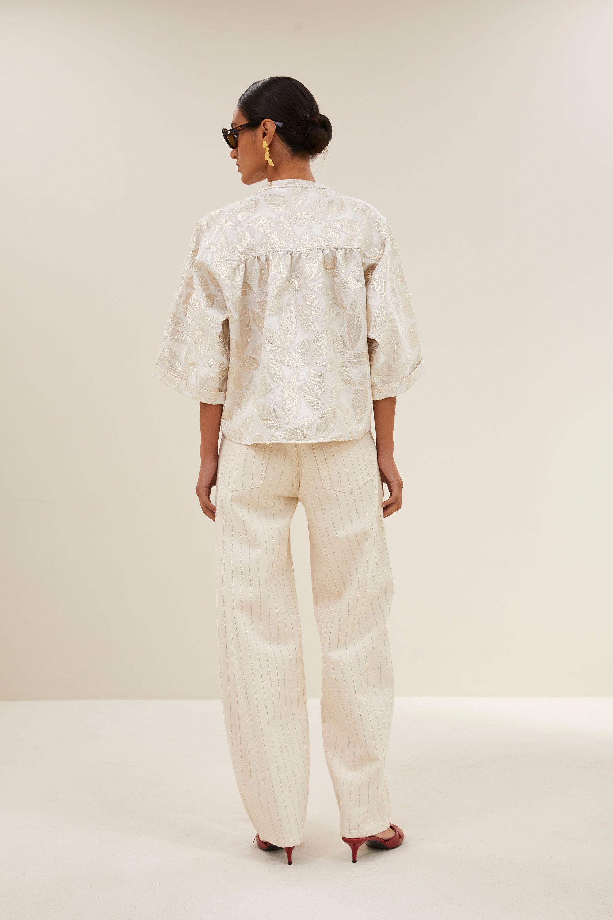 levy jacquard blouse | champagne