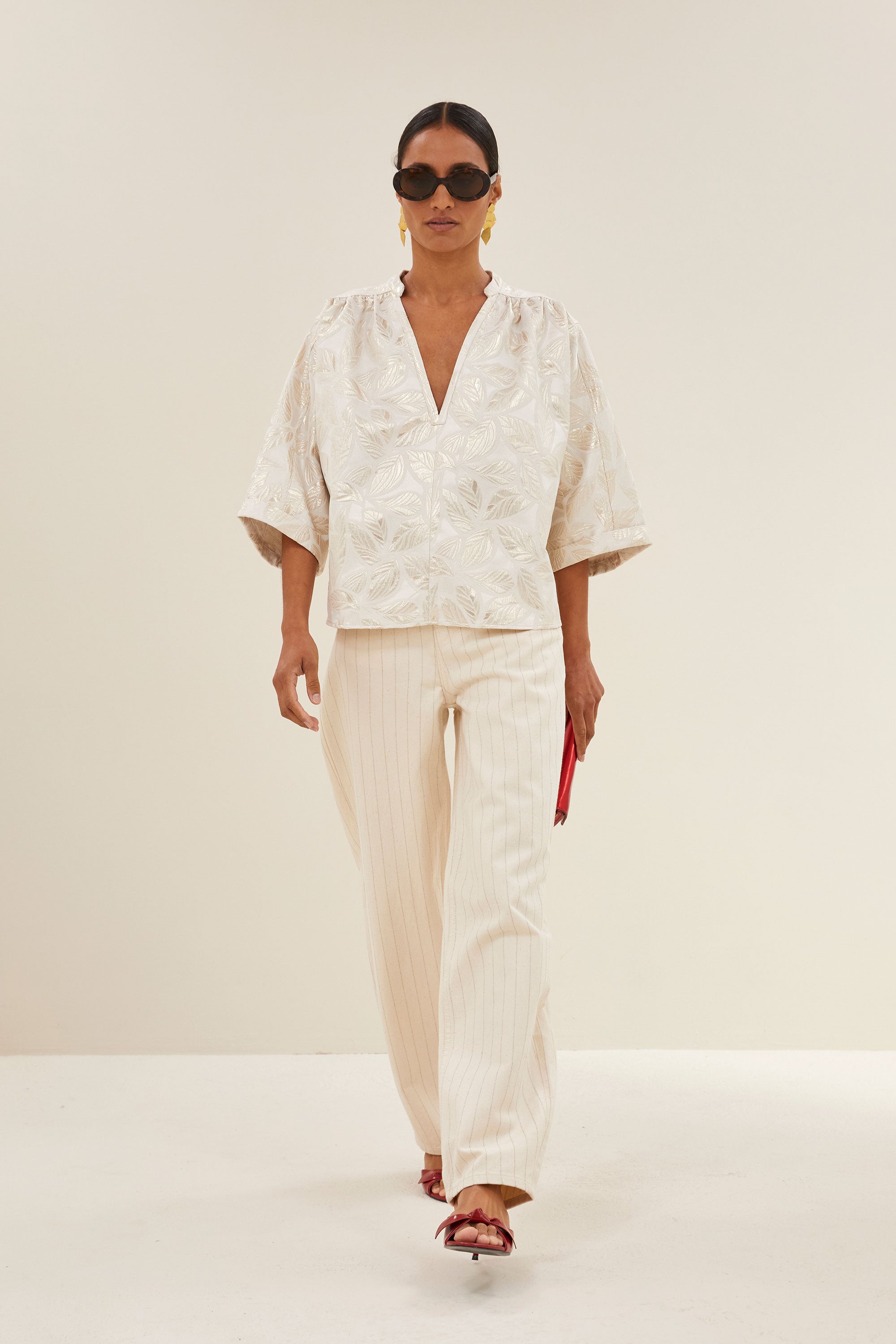 levy jacquard blouse | champagne