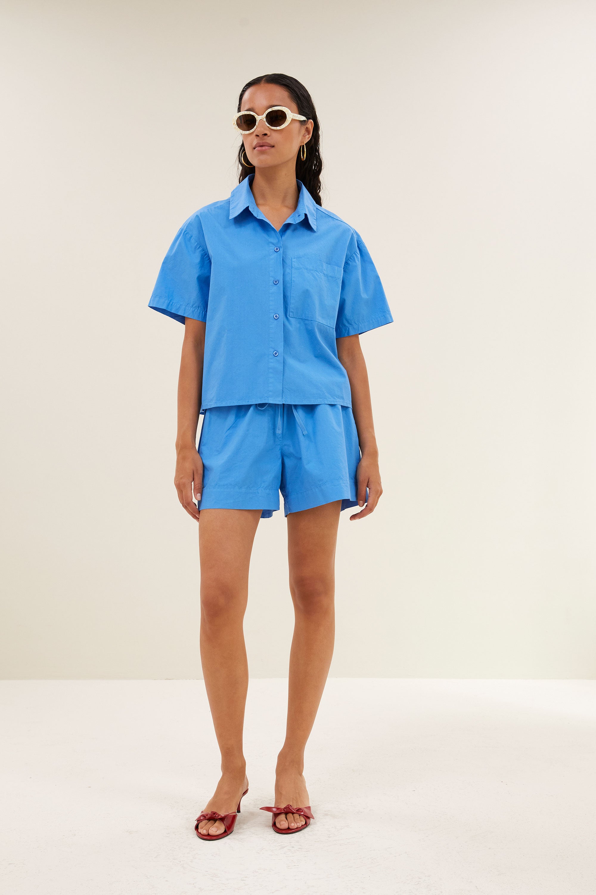 mara poplin blouse | regatta blue