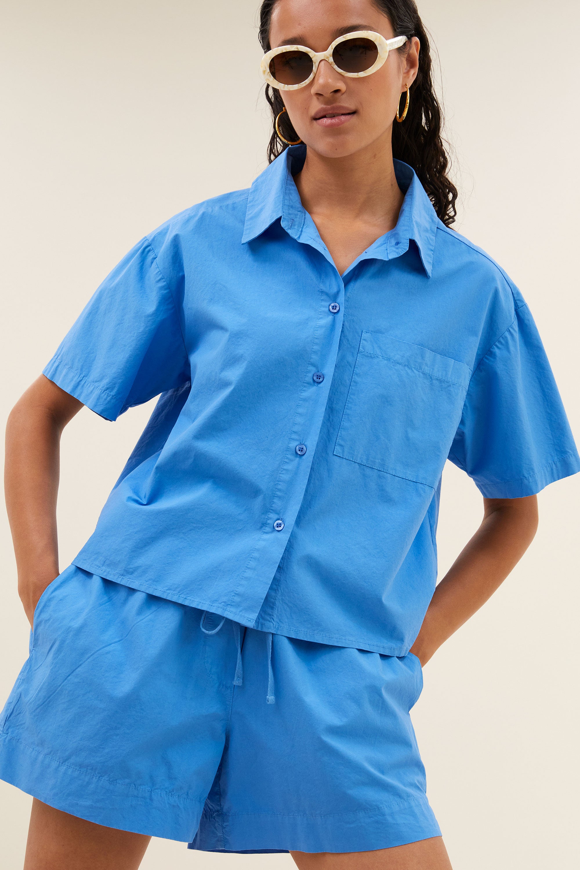 mara poplin blouse | regatta blue