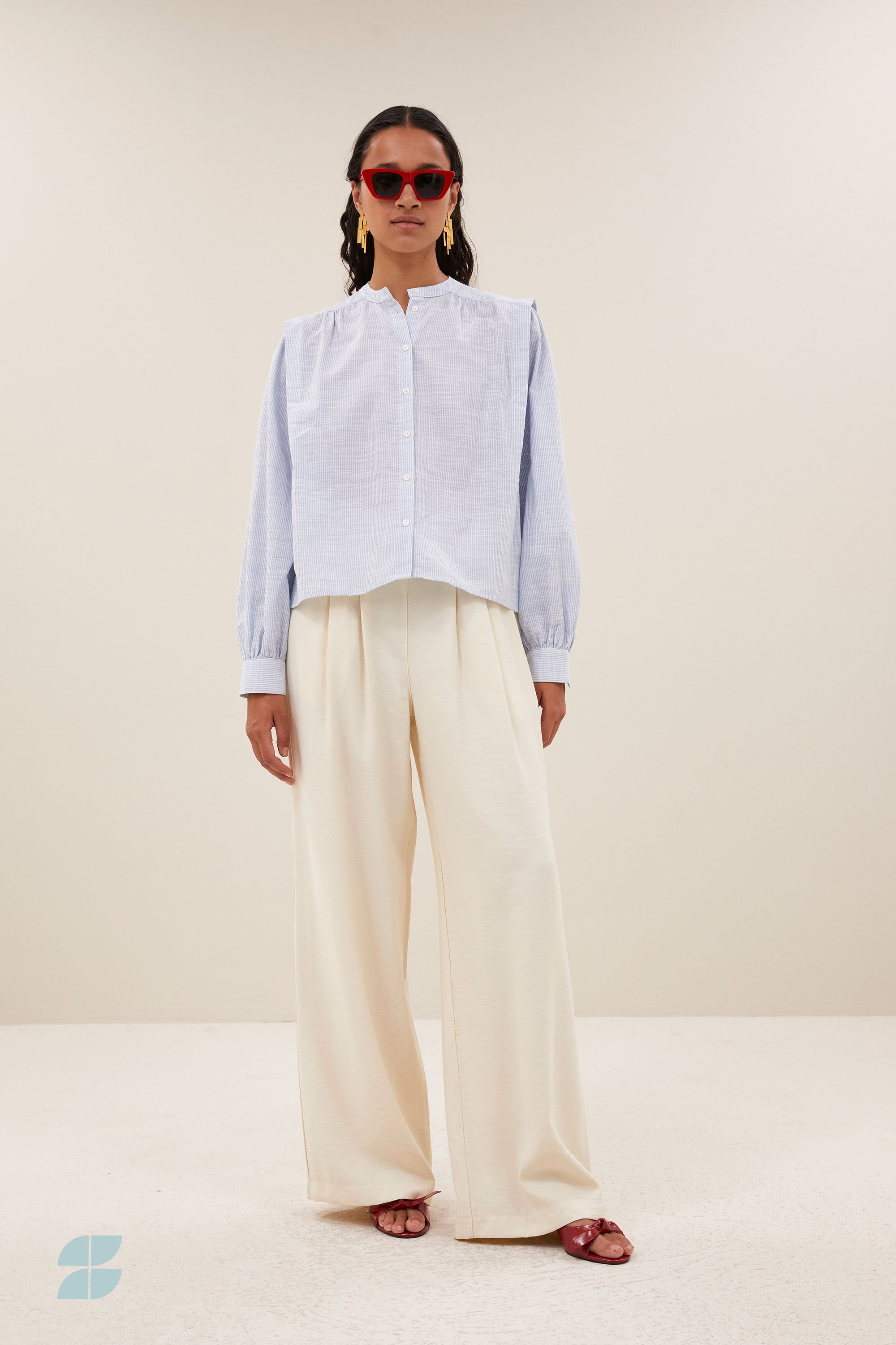 soof slub stripe blouse | light blue stripe