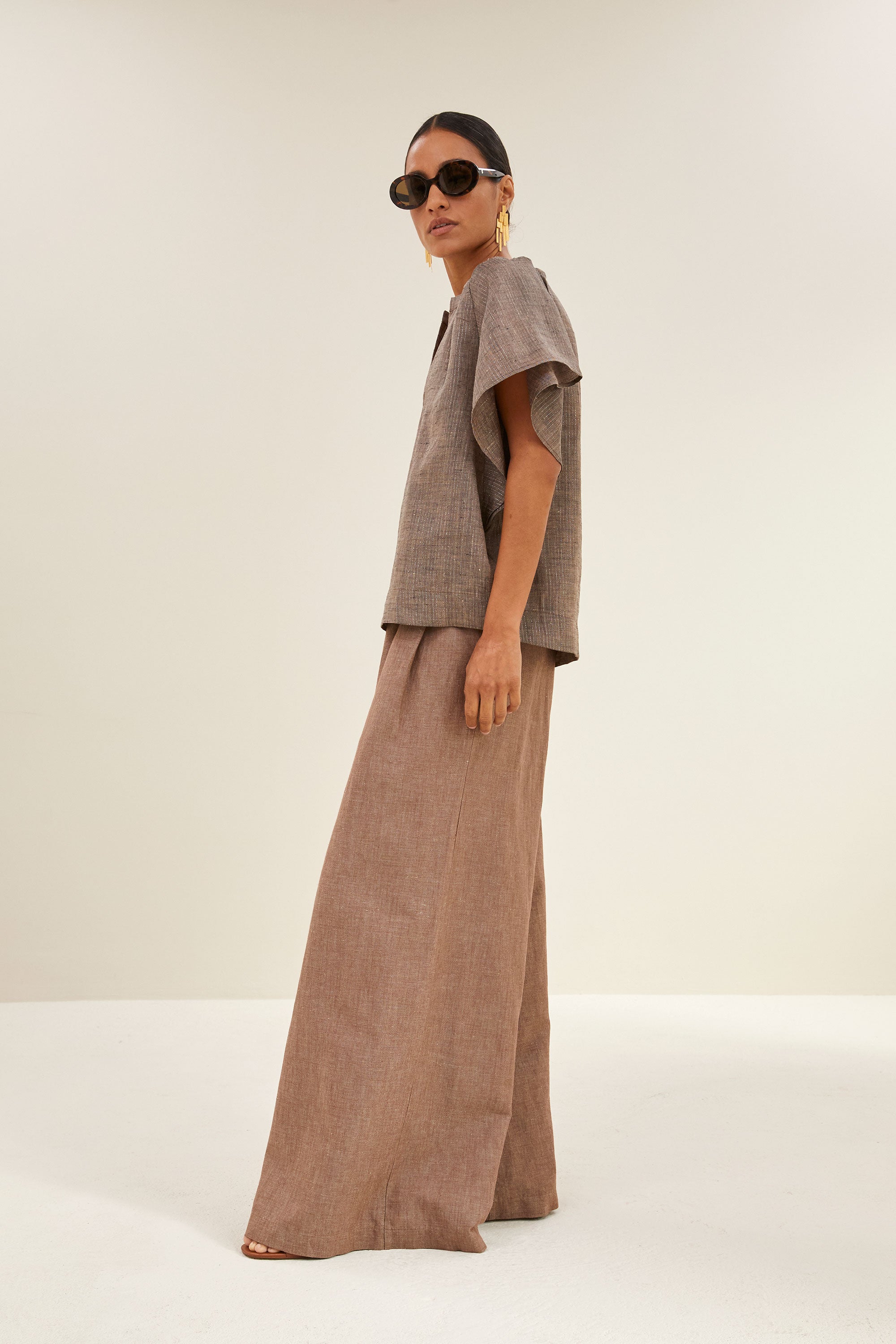 vina lurex blouse | iced coffee