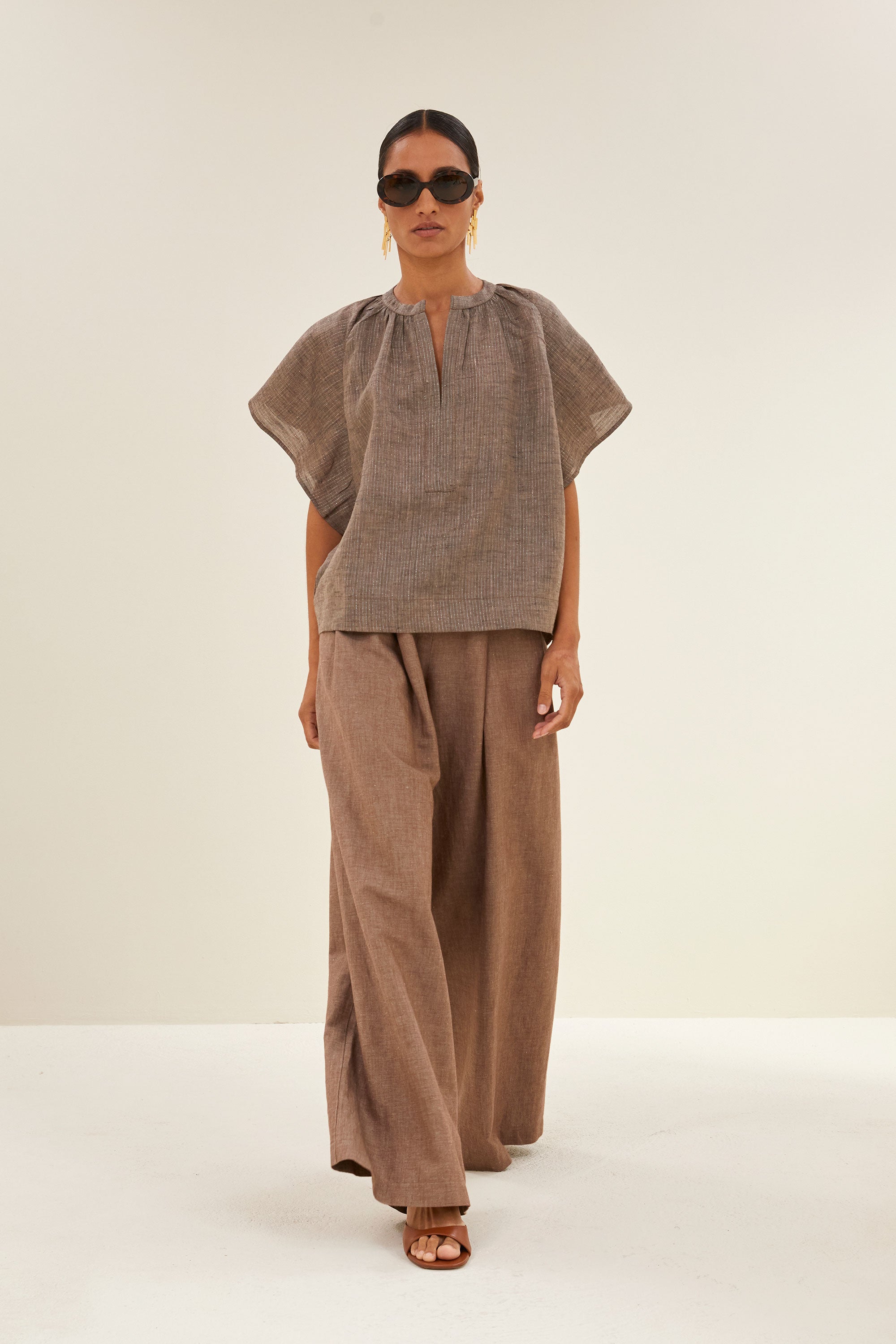 vina lurex blouse | iced coffee