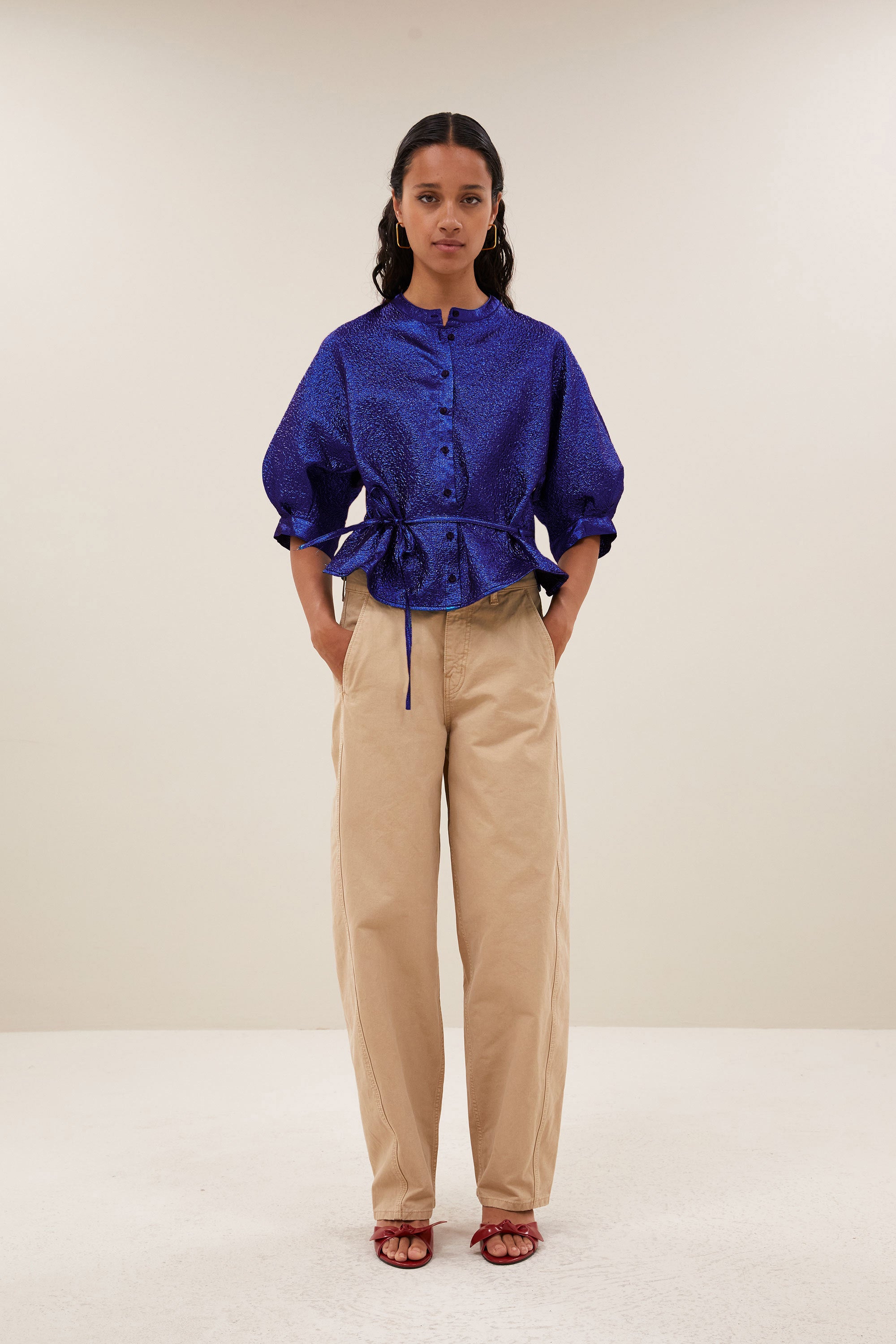 christi metallic blouse | azul blue