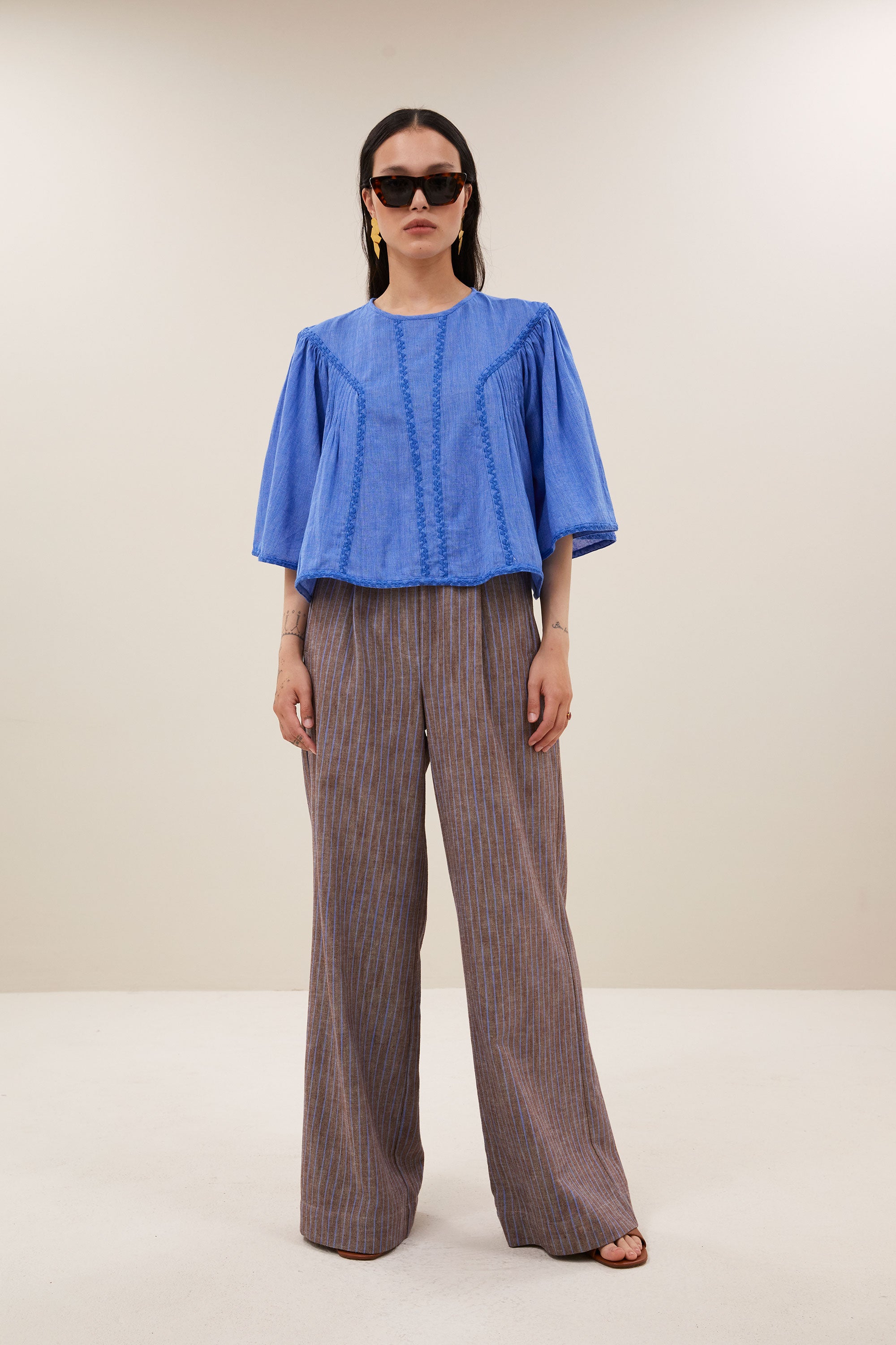 davin athia blouse | sapphire blue