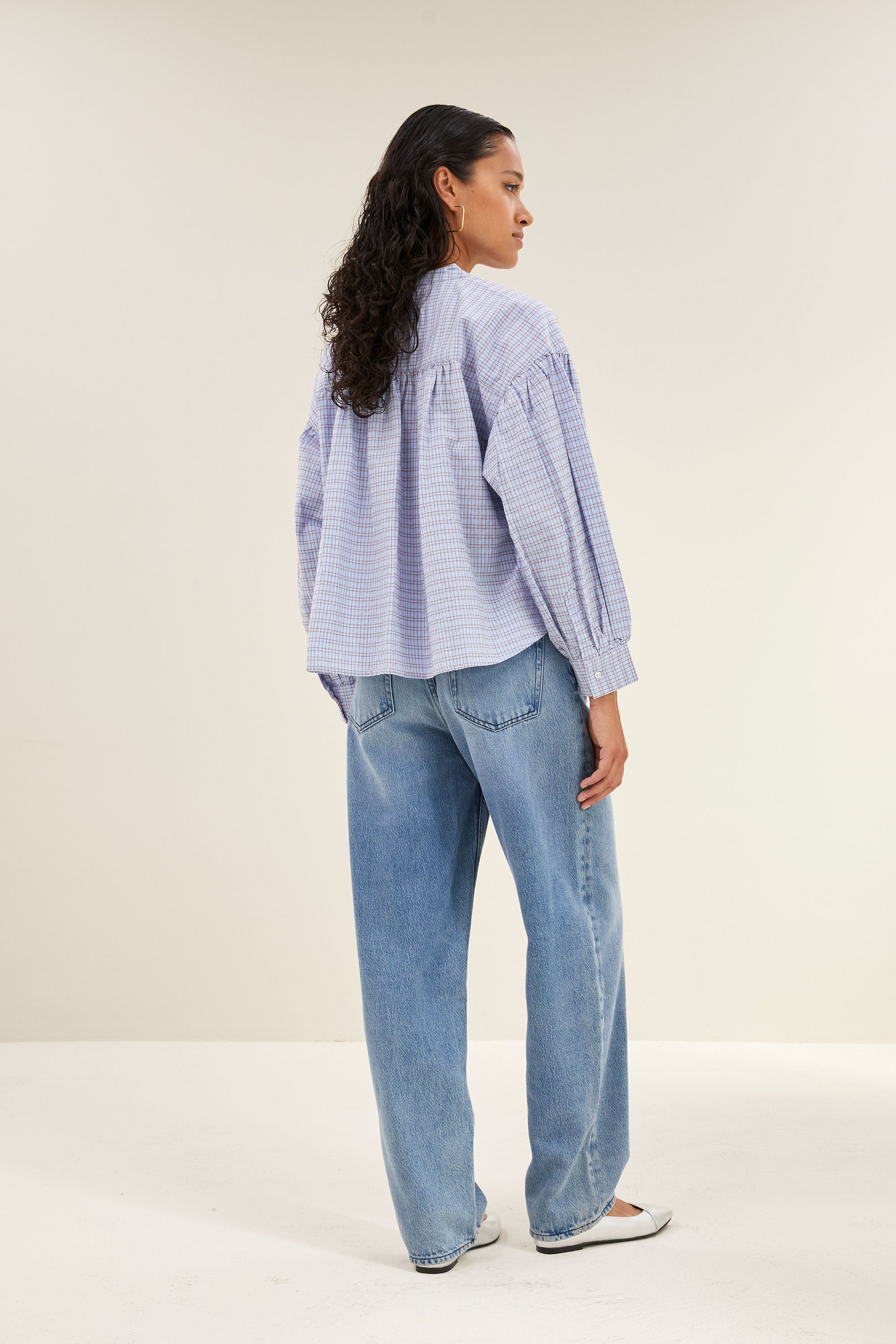 ella check blouse | blue small check